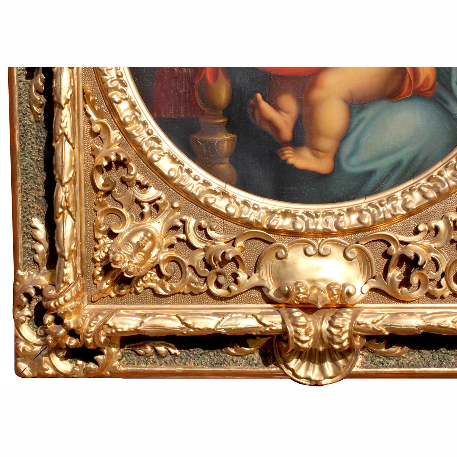 Italian After Raffaello Sanzio 1483-1520 Raphael La Madonna della Seggiola Oil on Canvas For Sale