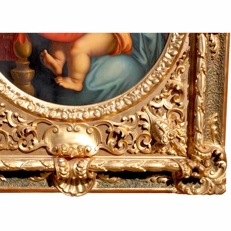After Raffaello Sanzio 1483-1520 Raphael La Madonna della Seggiola Oil on Canvas For Sale 1