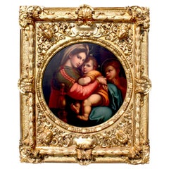 Huile sur toile La Madonna della Seggiola d'après Raffaello Sanzio 1483-1520, Raphaël