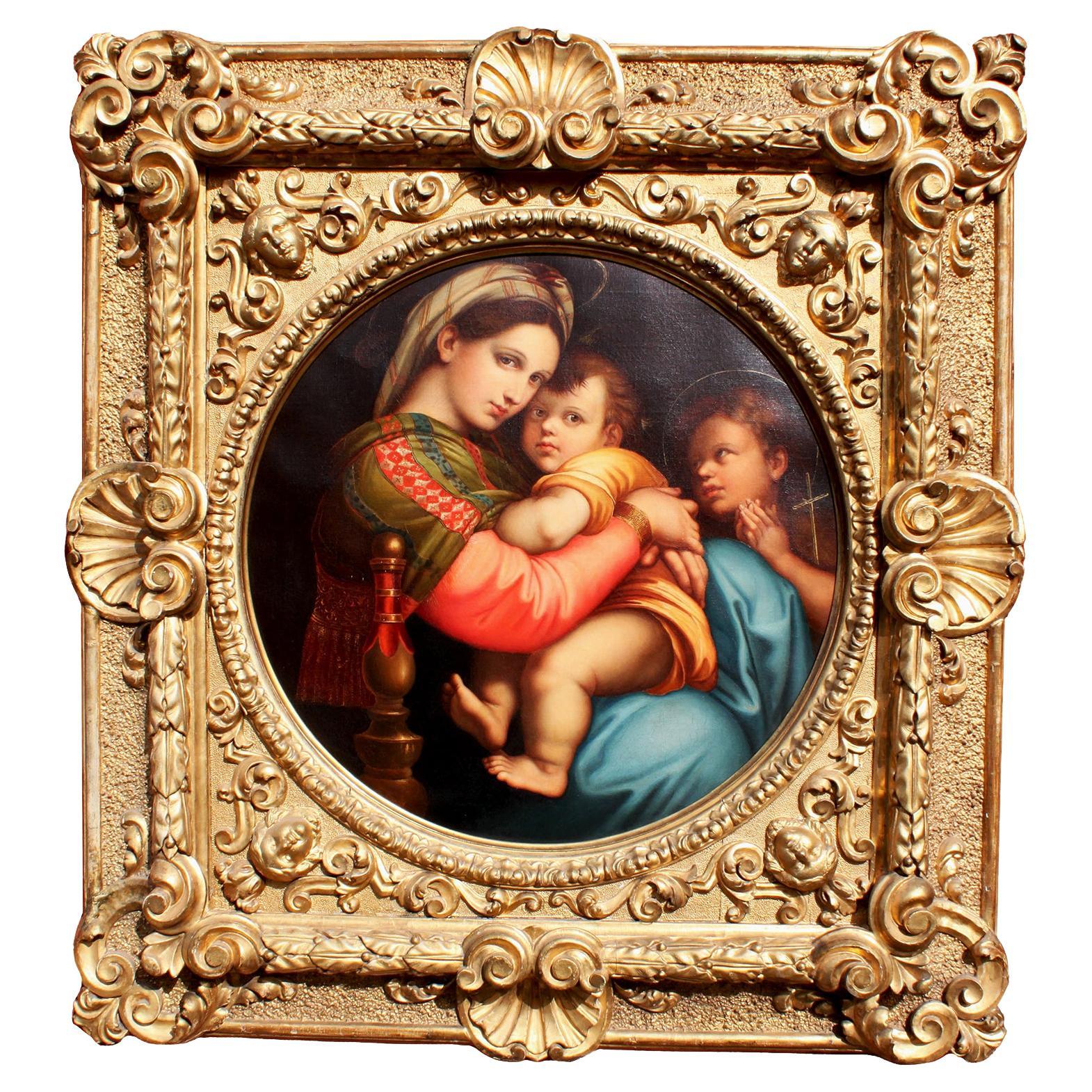 After Raffaello Sanzio 1483-1520 Raphael La Madonna Della Seggiola Oil on Canvas
