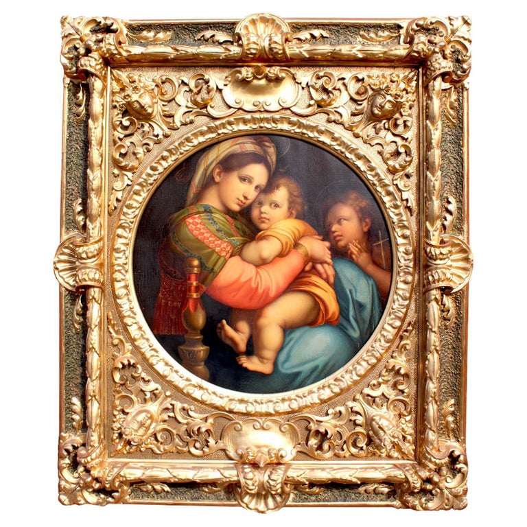 After Raffaello Sanzio 1483-1520 Raphael La Madonna della Seggiola Oil on Canvas For Sale