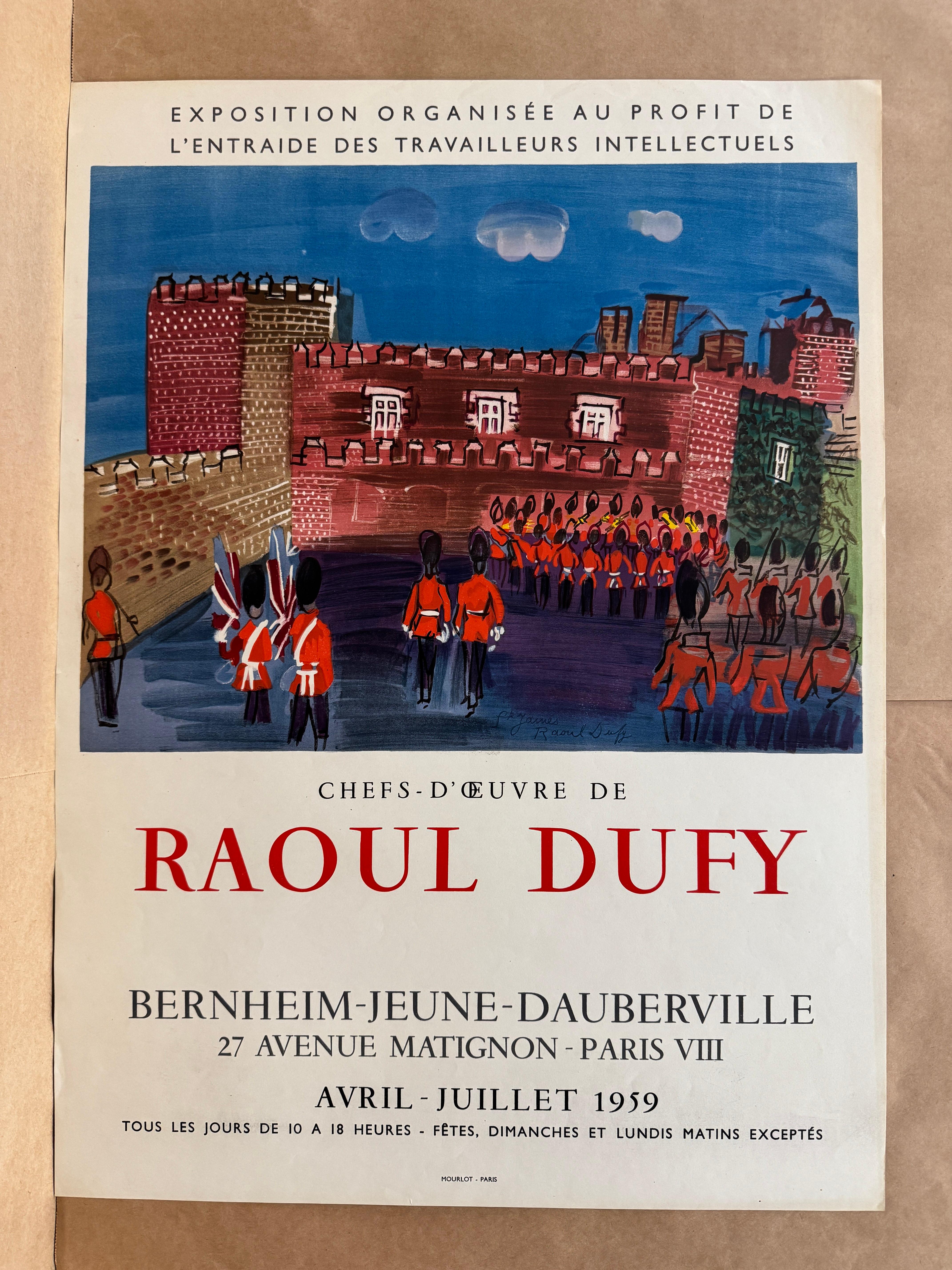 Artistics : Raoul Dufy

Moyen : Affiche lithographique, 1959

Dimensions : 19.2 x 26 in, 49 x 67 cm

Papier poster classique - parfait état A+

Cette affiche lithographique colorée a été créée  pour promouvoir une exposition des peintures et