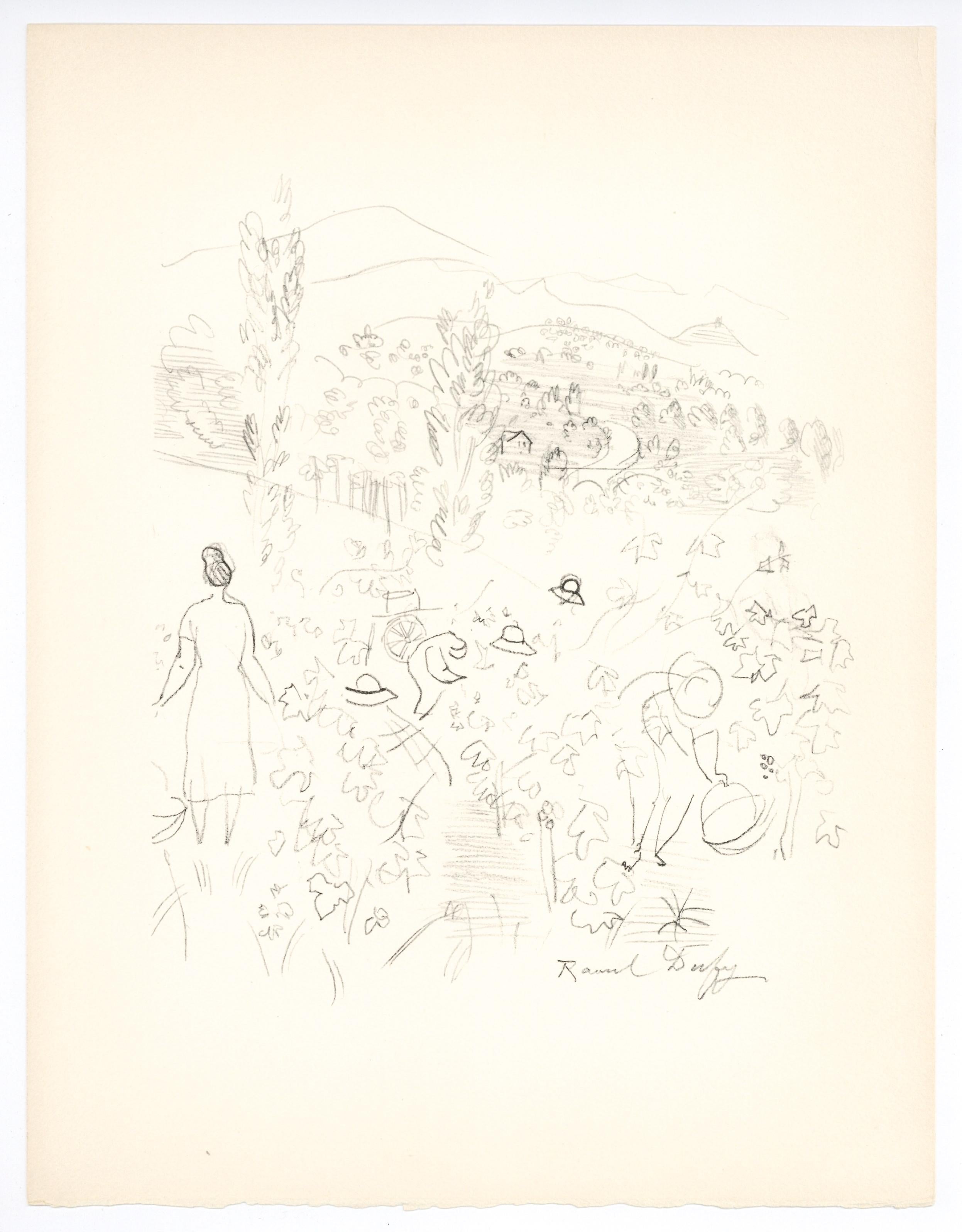 "Coteaux en Septembre" lithograph - Print by (after) Raoul Dufy