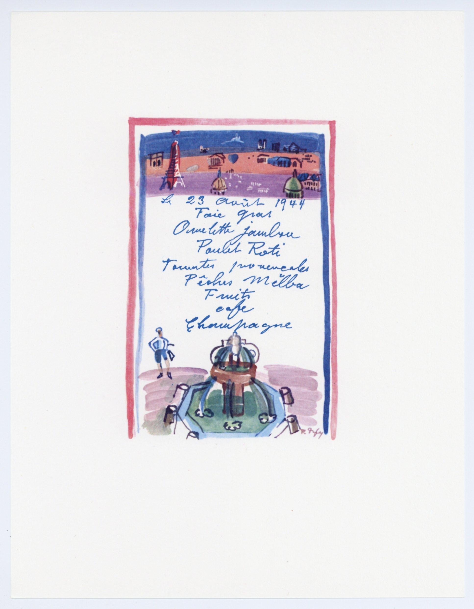Le menu de la Liberation - Print by (after) Raoul Dufy