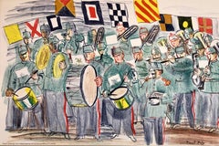 Vintage Raoul Dufy School Prints Colorful Modernist Drawing Lithograph Marching Band