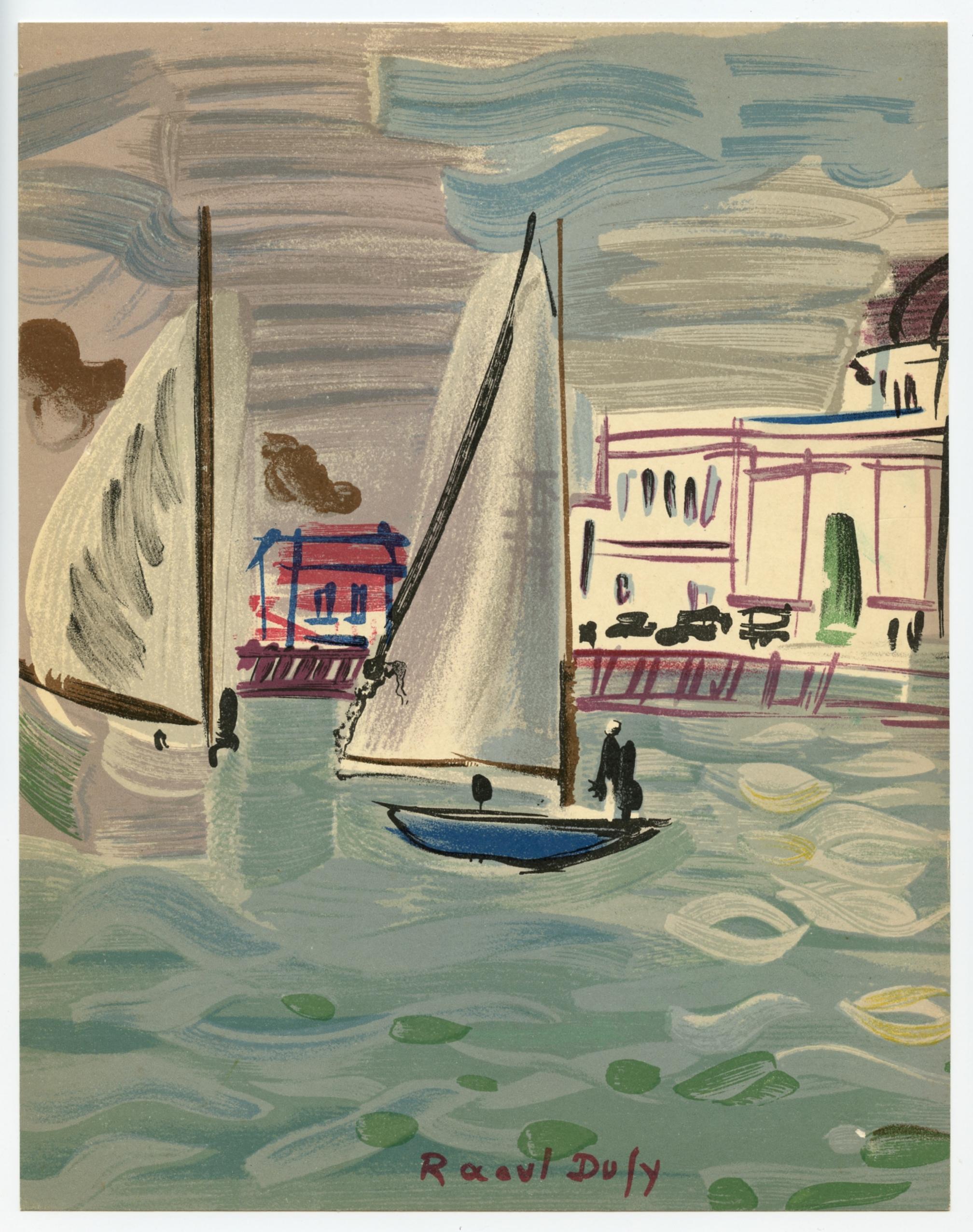 "Régates à Deauville" lithograph - Print by (after) Raoul Dufy