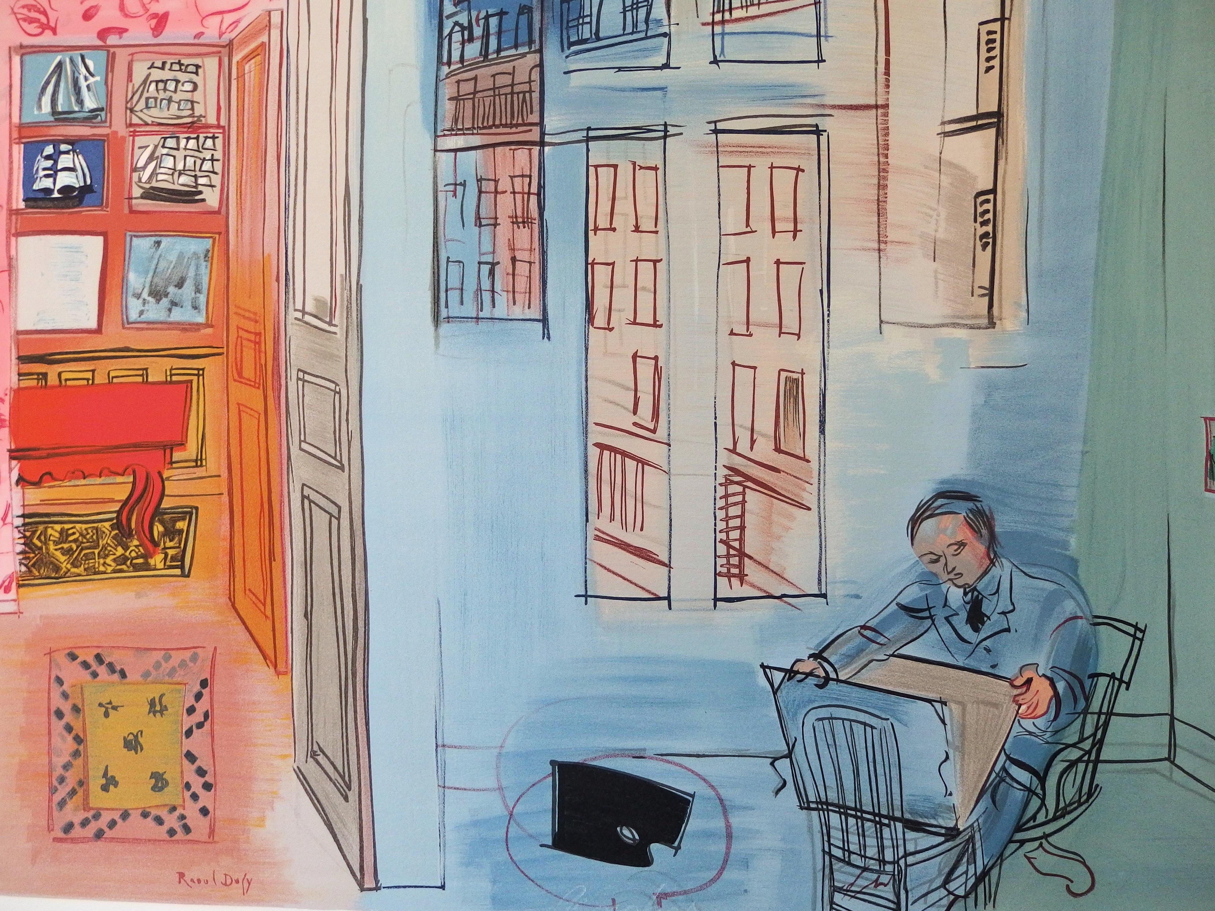 Selfportrait in the Workshop in Paris - Lithograph (Mourlot) - Modern Print by (after) Raoul Dufy