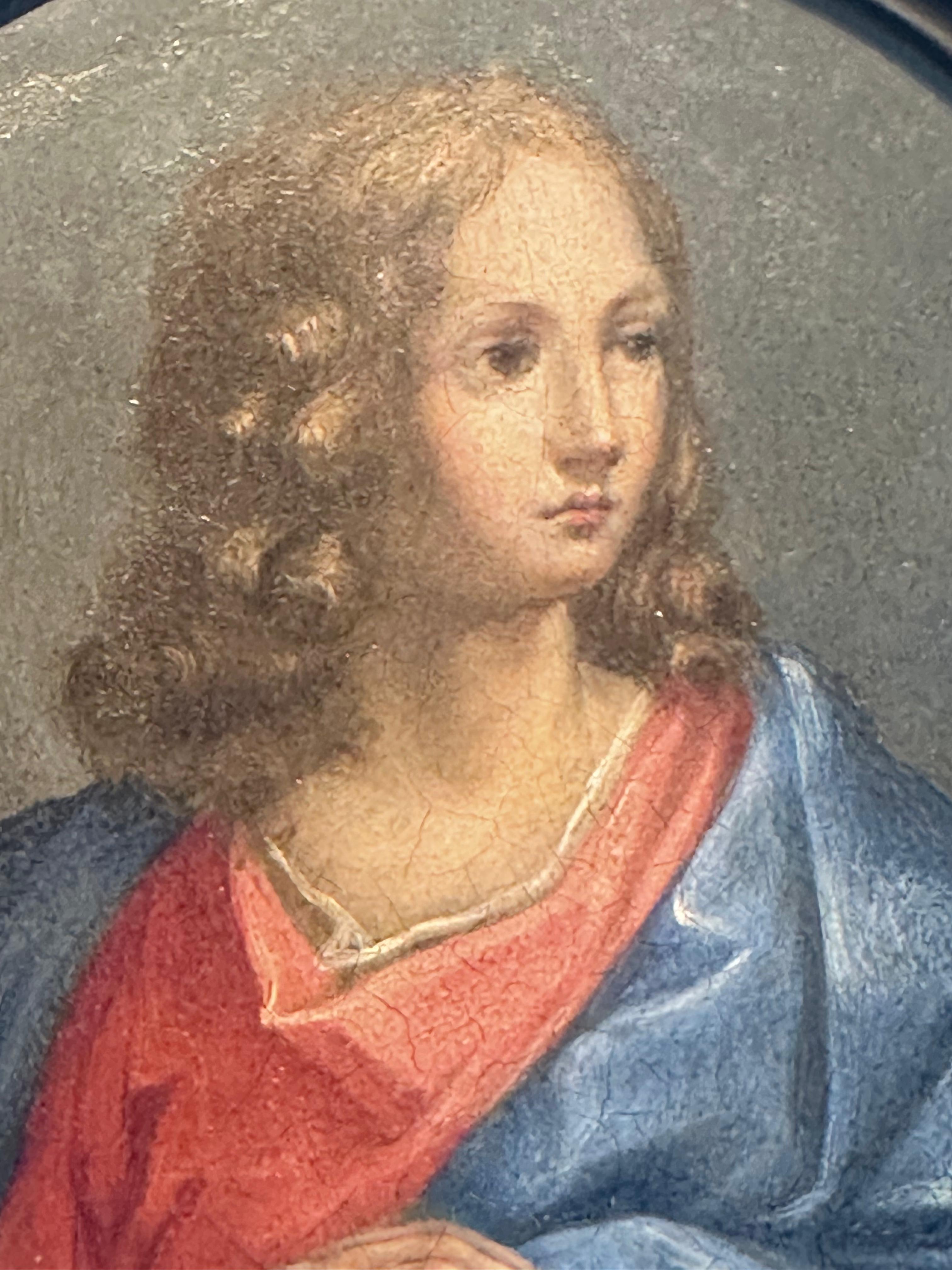 Italienisches Öl-auf-Kupfer-Porträt aus dem 18. Jahrhundert im Stil von Raphael. Erstklassiger Zustand.