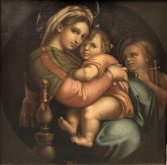 19th c Oil Painting, Madonna Della Seggiola