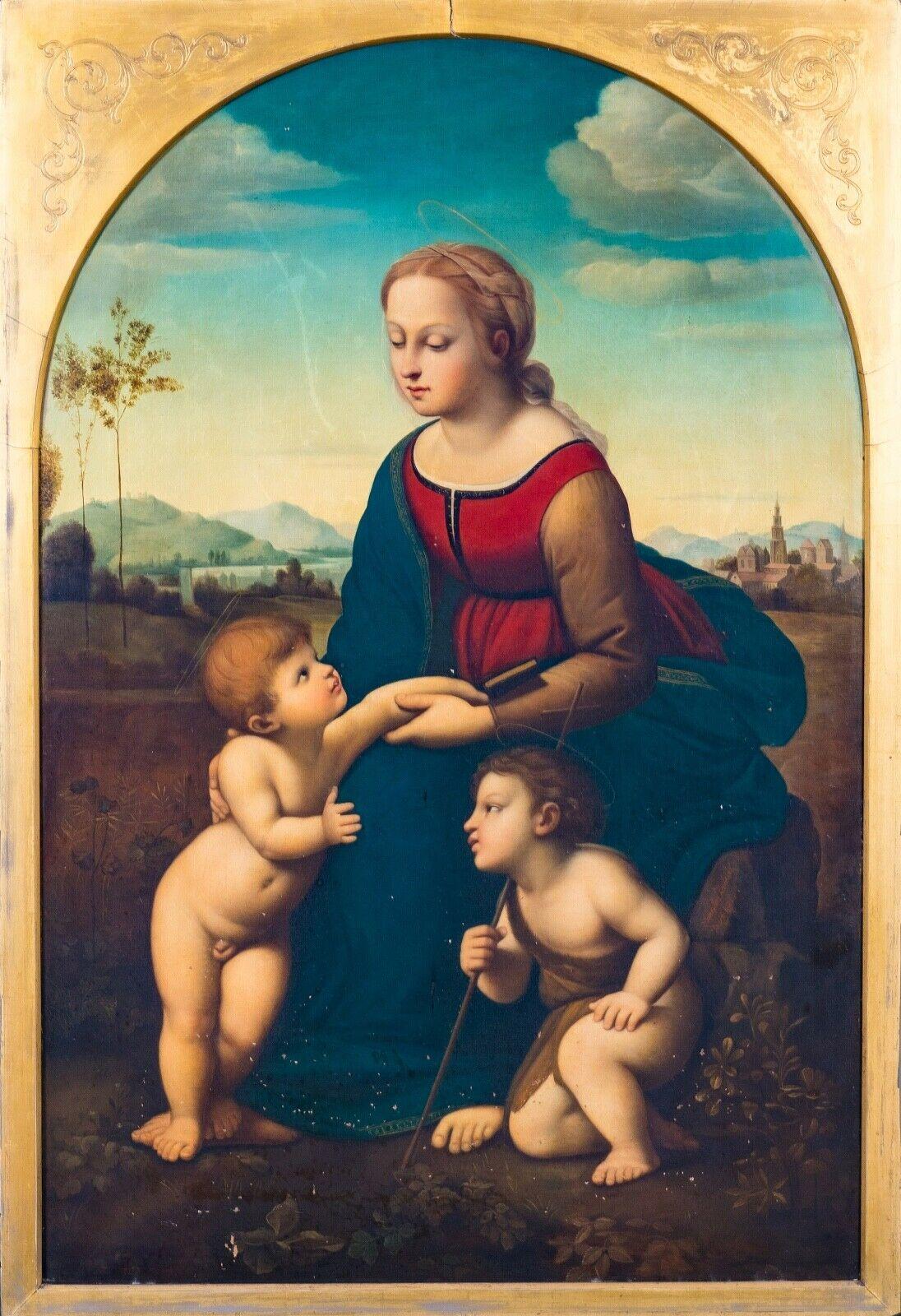 (after) Raphael (Raffaello Sanzio da Urbino) Portrait Painting - La Belle Jardinière - Holy Family, 19th Century