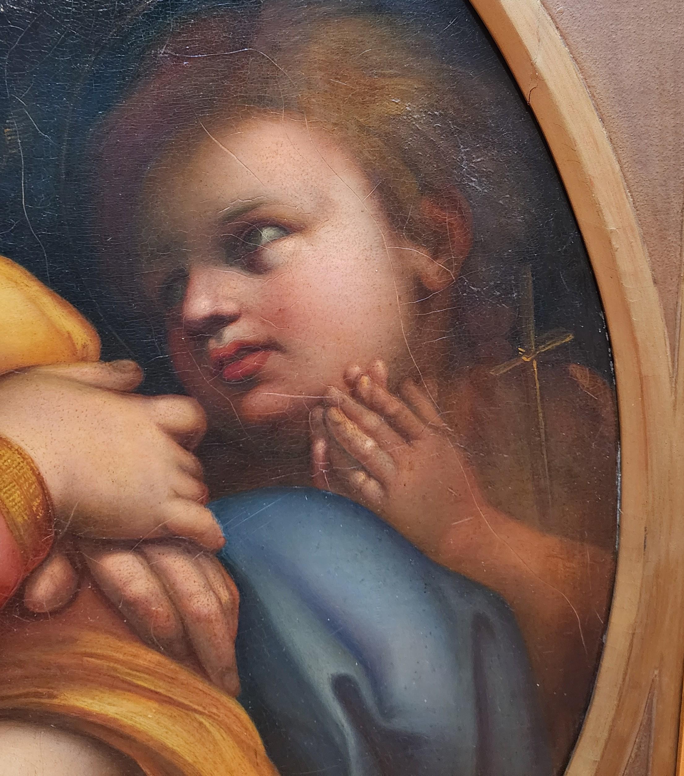 La Madonna della Seggiola, 1820 circa,  dopo Raffaello Sanzio, A.I.C., XIX secolo. - Painting Rinascimento di (after) Raphael (Raffaello Sanzio da Urbino)