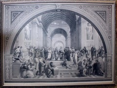 Antique 19th c. Engraving After Raphael THE SCHOOL OF ATHENS