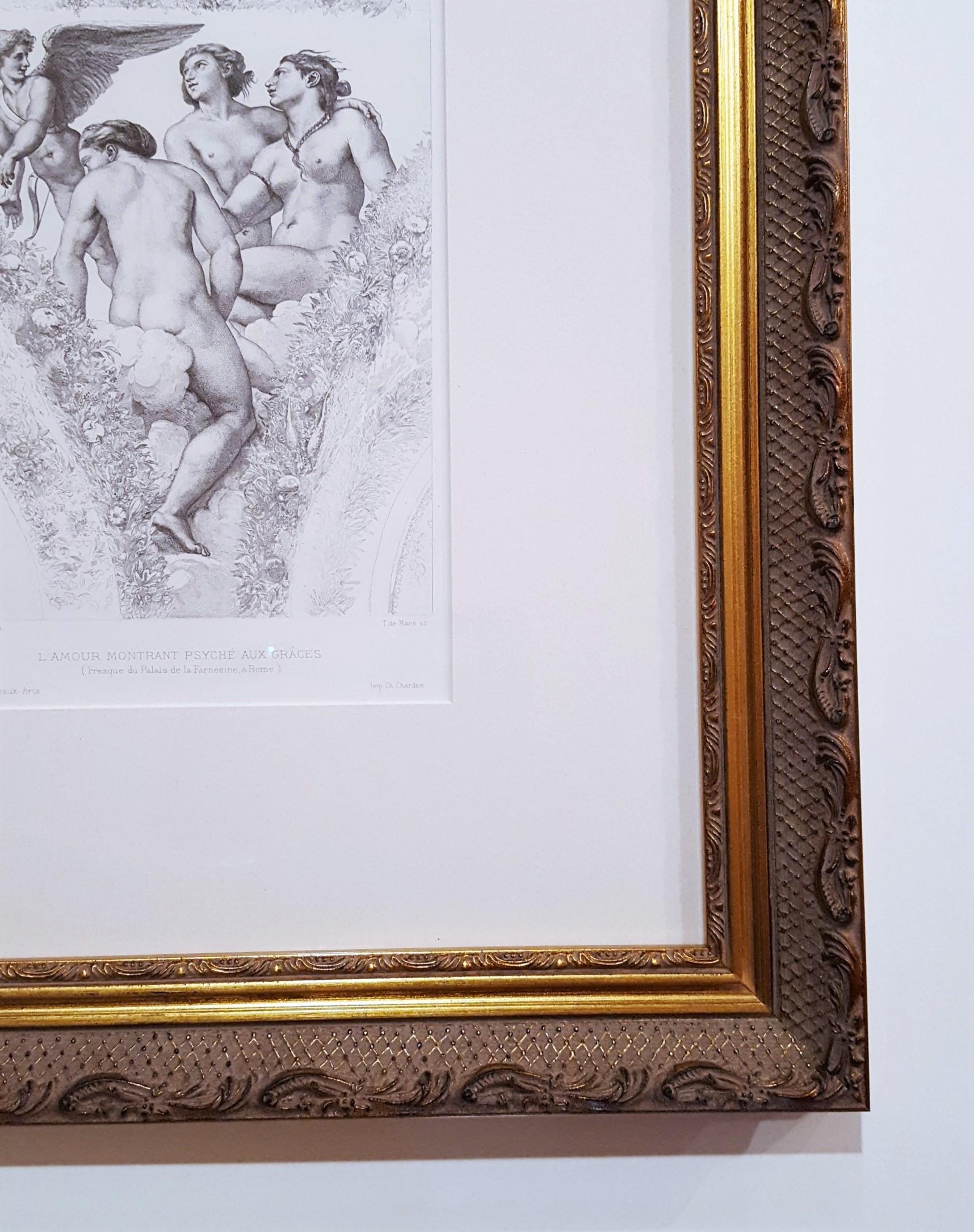 L'Amour Montrant Psyche Aux Graces /// Renaissance Mythology Raphael Classics  - Gray Nude Print by (after) Raphael (Raffaello Sanzio da Urbino)