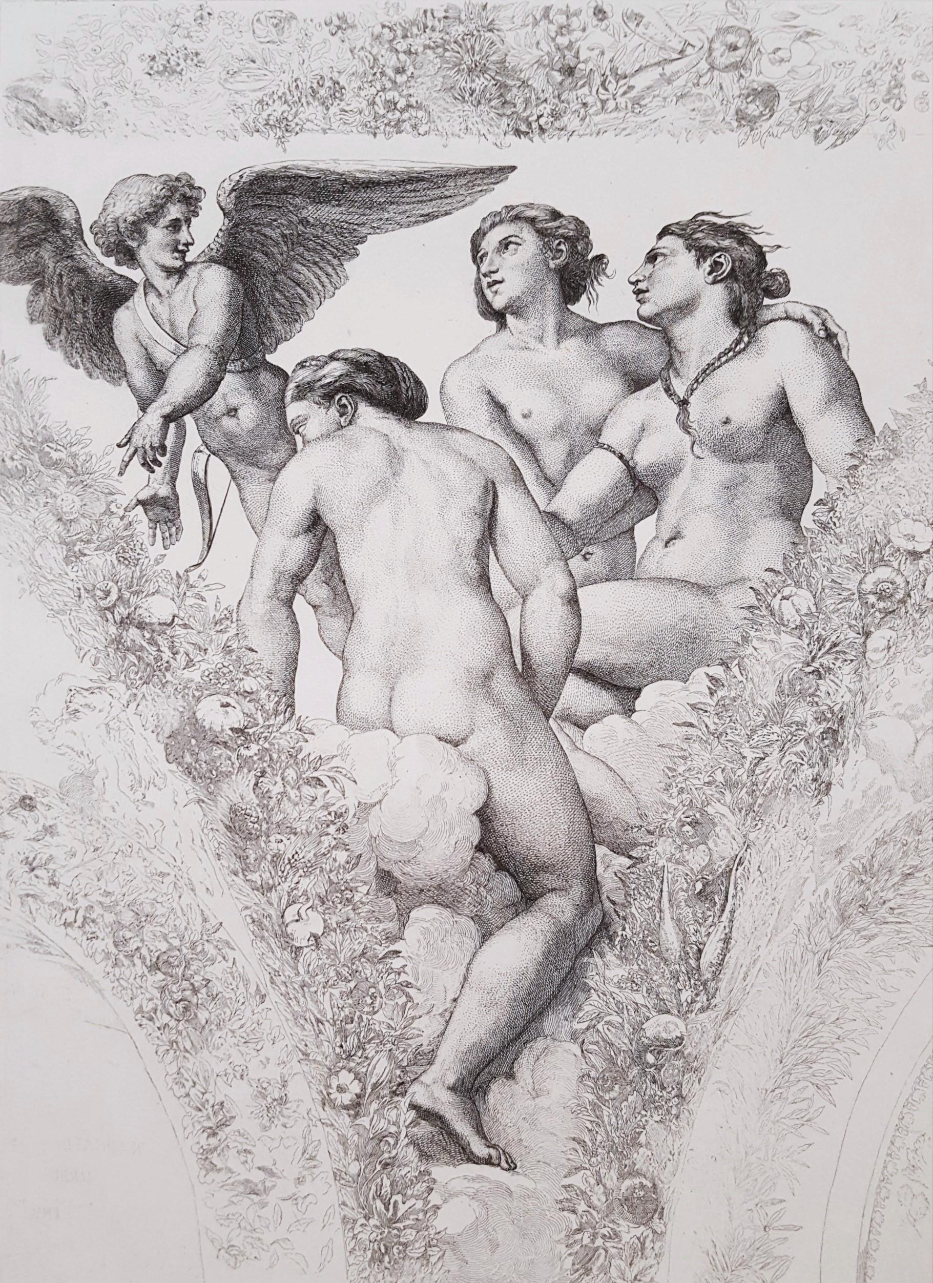 (after) Raphael (Raffaello Sanzio da Urbino) Nude Print - L'Amour Montrant Psyche Aux Graces /// Renaissance Mythology Raphael Classics 