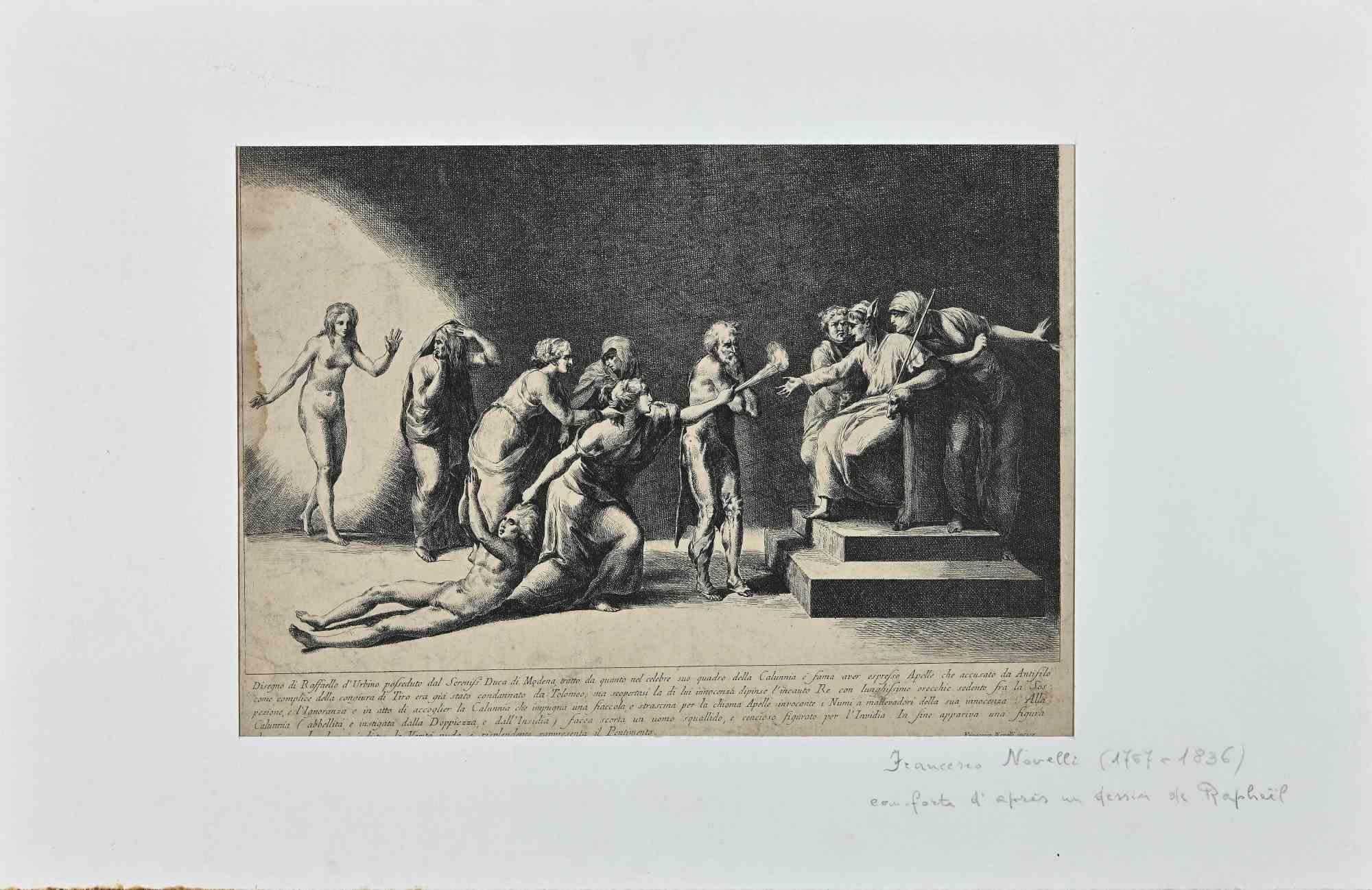 Mythological Scene  - Original Etching by Francesco Novelli - 19th Century - Print by (after) Raphael (Raffaello Sanzio da Urbino)