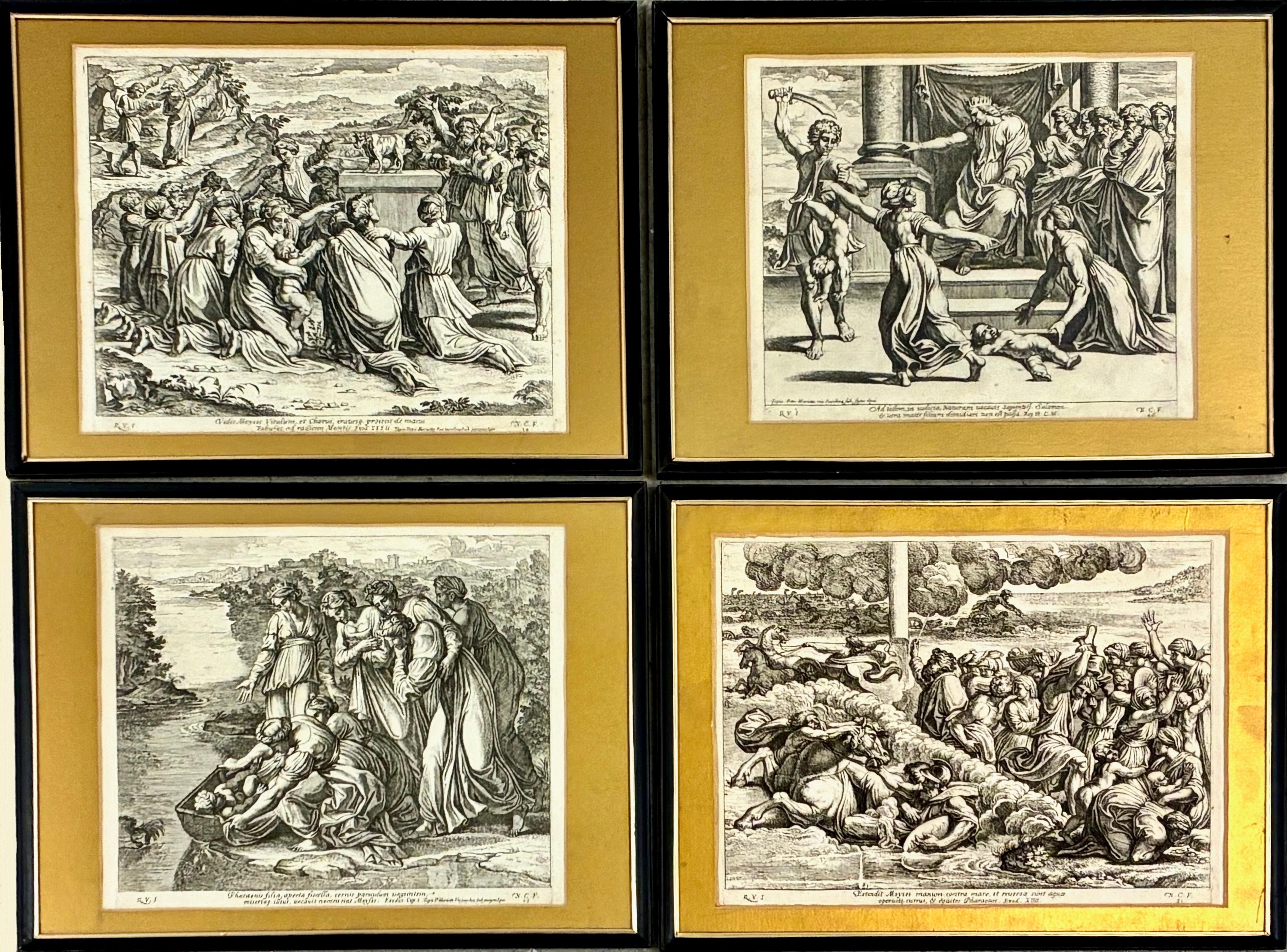 Set of Four Framed Engravings of Classical Biblical Scenes