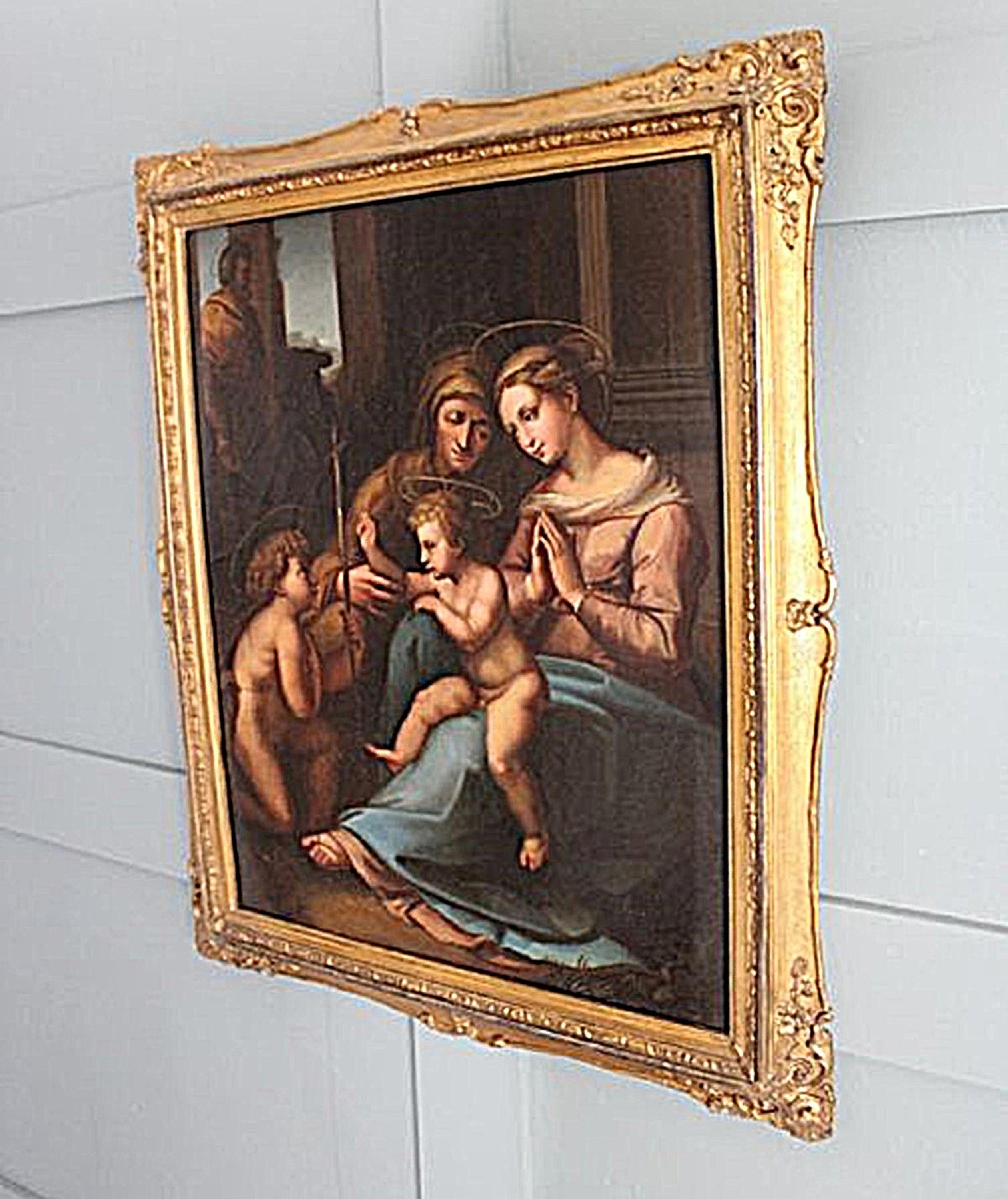 Nach Raphael, „Die Madonna der göttlichen Liebe“, Öl auf Leinwand (Renaissance) im Angebot