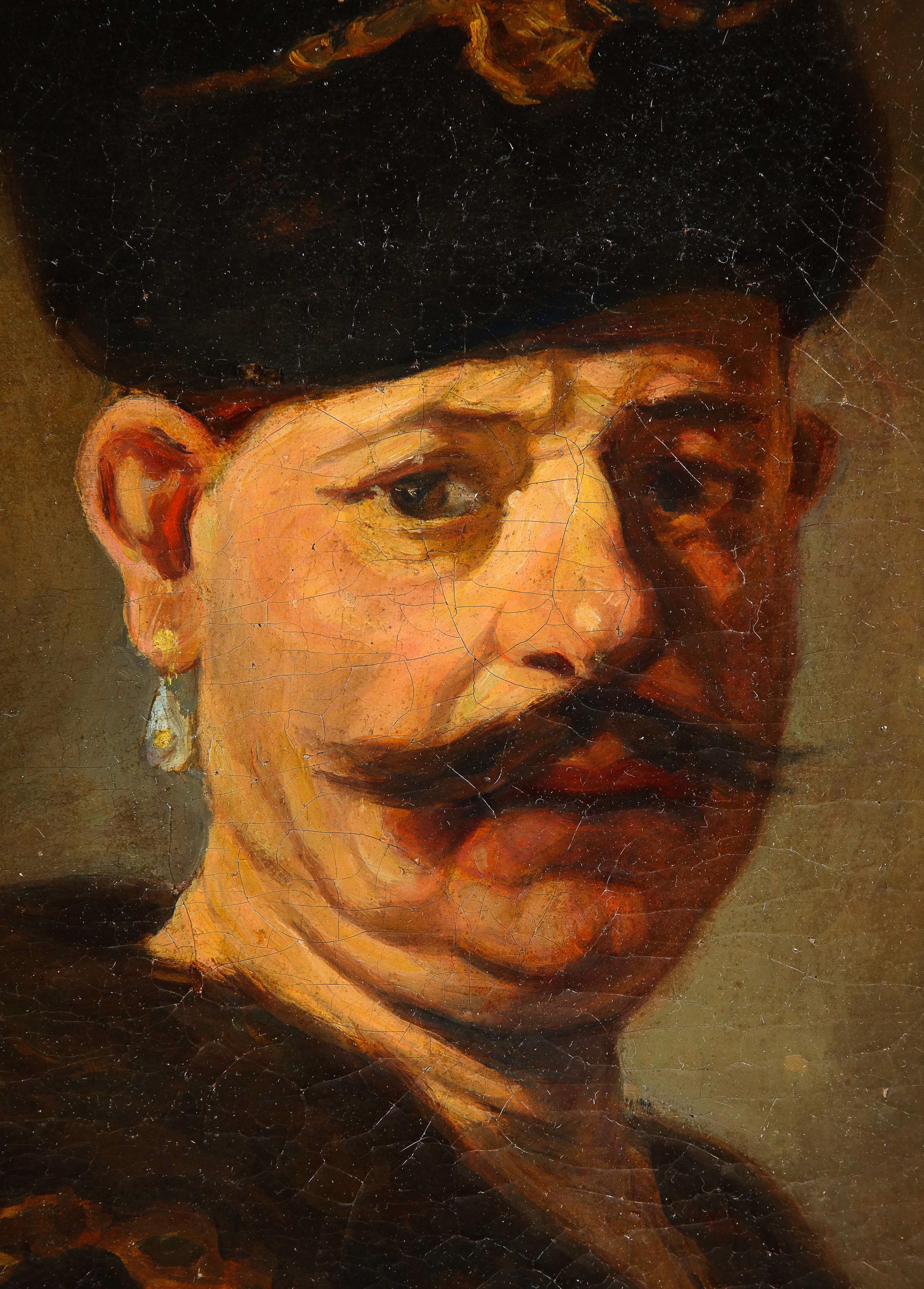 (After) Rembrandt, A Polish Nobleman, Oil on Canvas Painting, 19th Century 1