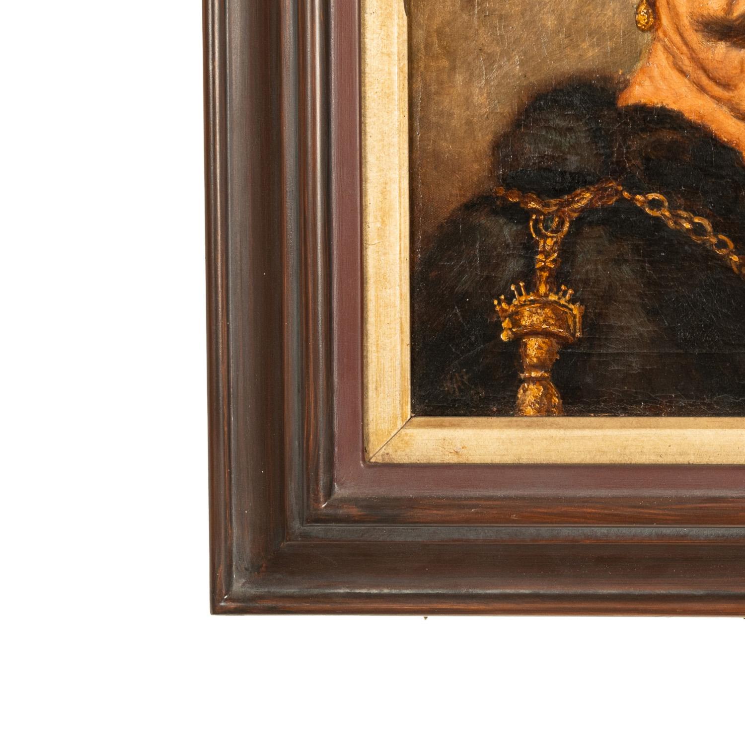 Antico olio su tela del XVIII secolo A.I.C. Ritratto di nobile polacco russo Rembrandt 1637 in vendita 6