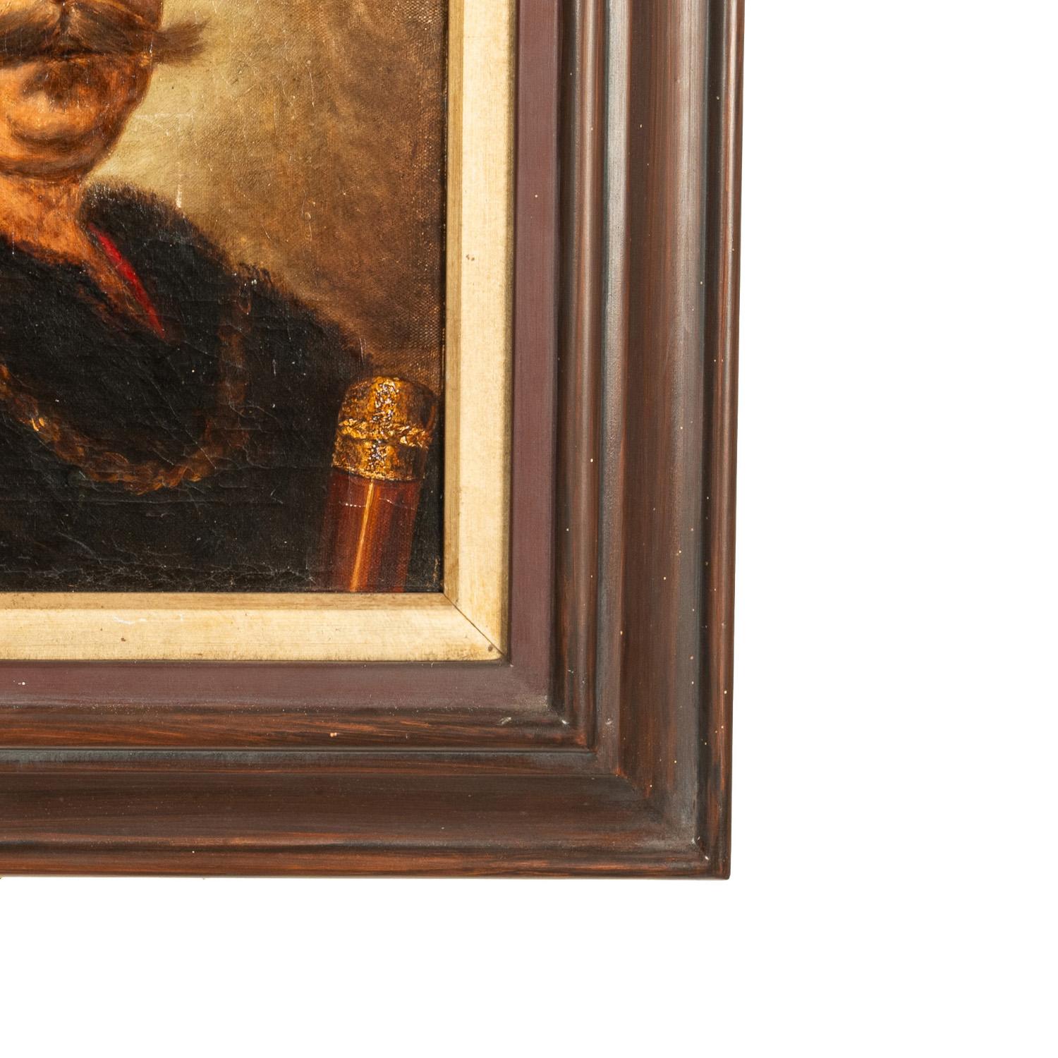Antico olio su tela del XVIII secolo A.I.C. Ritratto di nobile polacco russo Rembrandt 1637 in vendita 7
