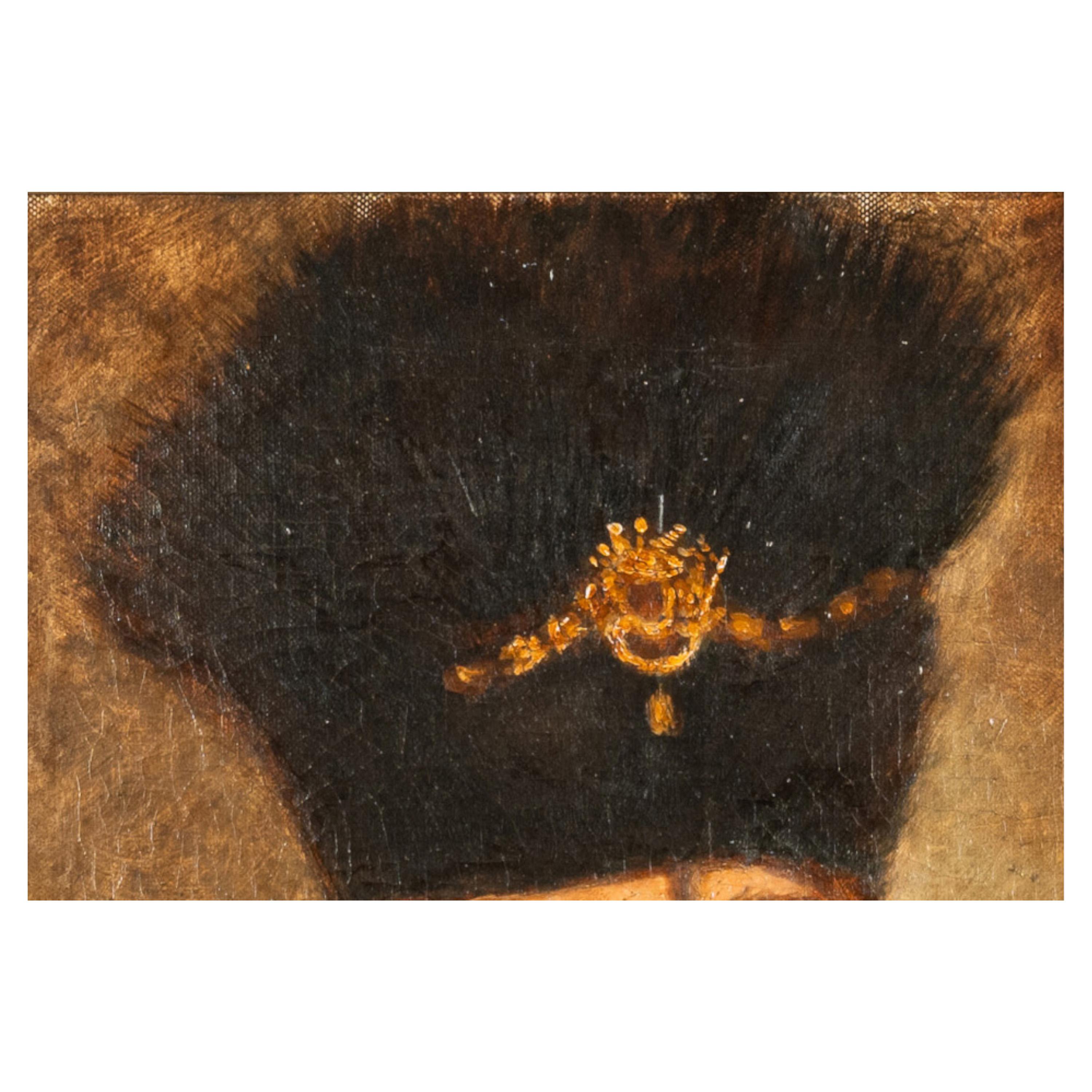 Antico olio su tela del XVIII secolo A.I.C. Ritratto di nobile polacco russo Rembrandt 1637 in vendita 1