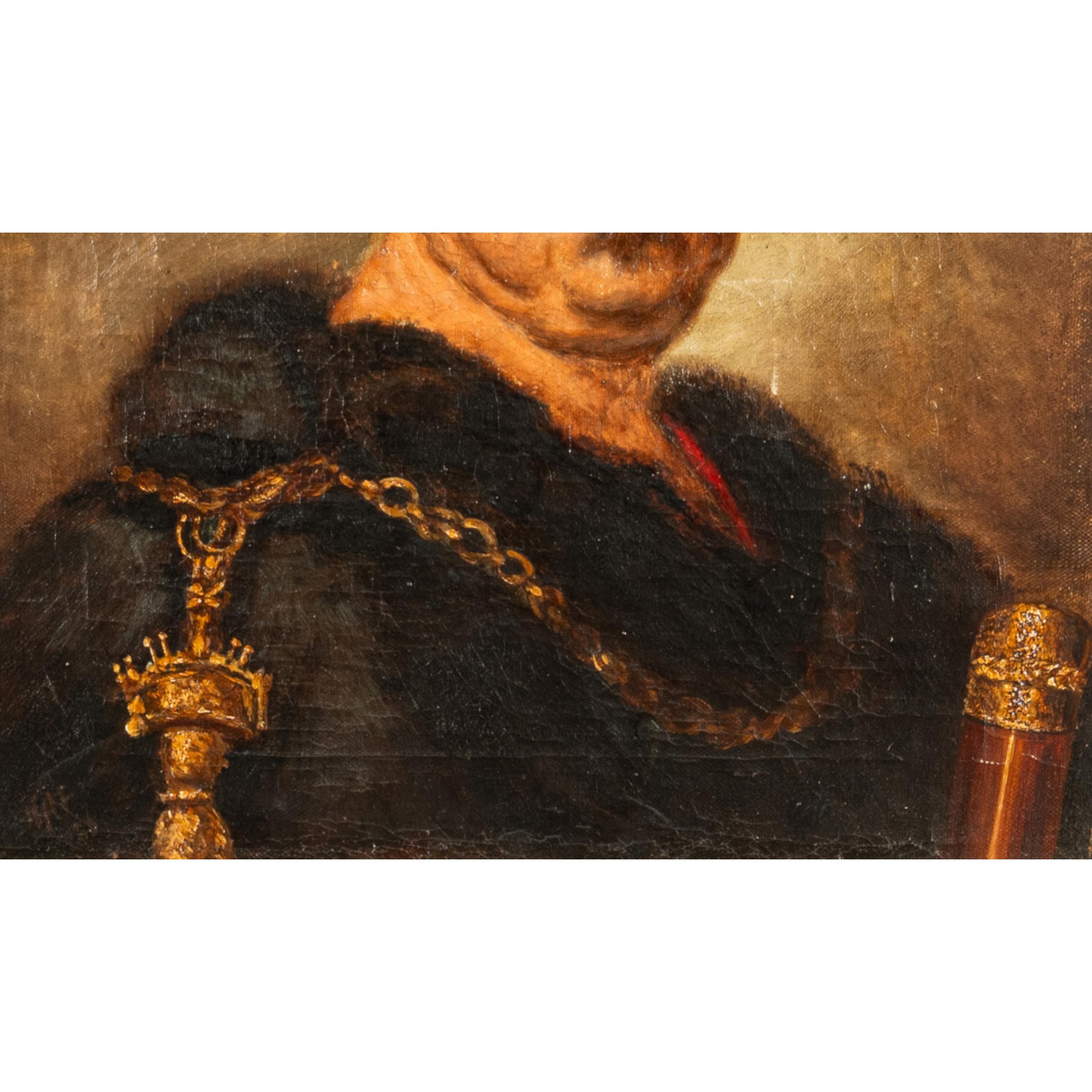 Antico olio su tela del XVIII secolo A.I.C. Ritratto di nobile polacco russo Rembrandt 1637 in vendita 3