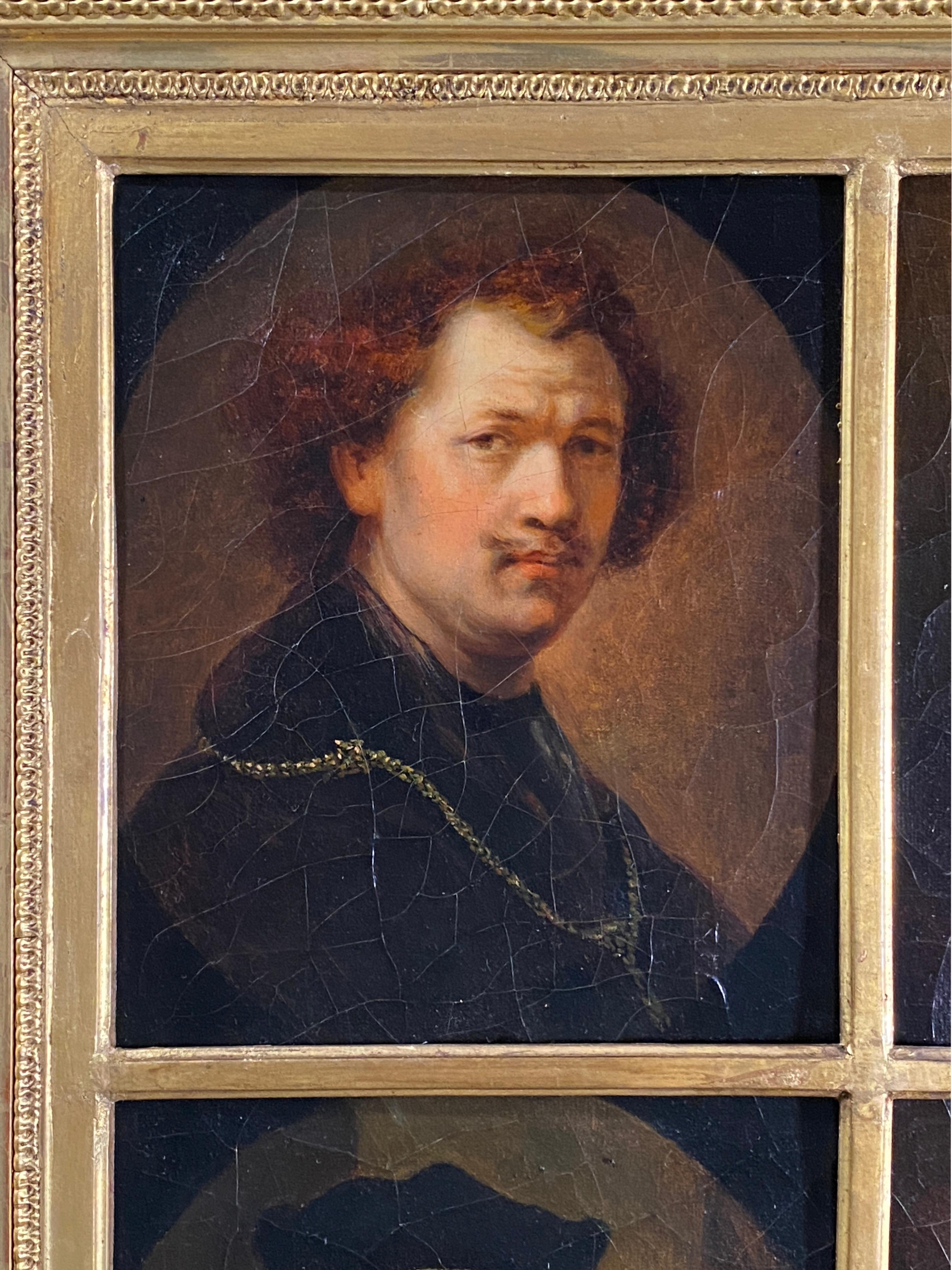 Rembrandt van Rijn (After), Four Portraits and Self Portraits - Brown Portrait Painting by (After) Rembrandt van Rijn 