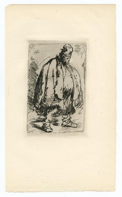 "Un uomo robusto con un grande mantello" acquaforte
