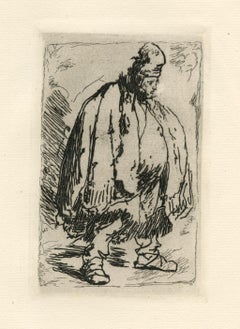 "A Stout Man in a large Cloak" etching
