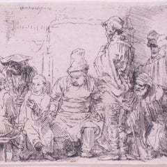 (After) Rembrandt van Rijn 'Christ seated disputing with the doctors' etching