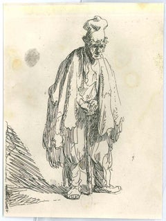 Beggar in a High Cap - Engraving after Rembrandt - 19th Century