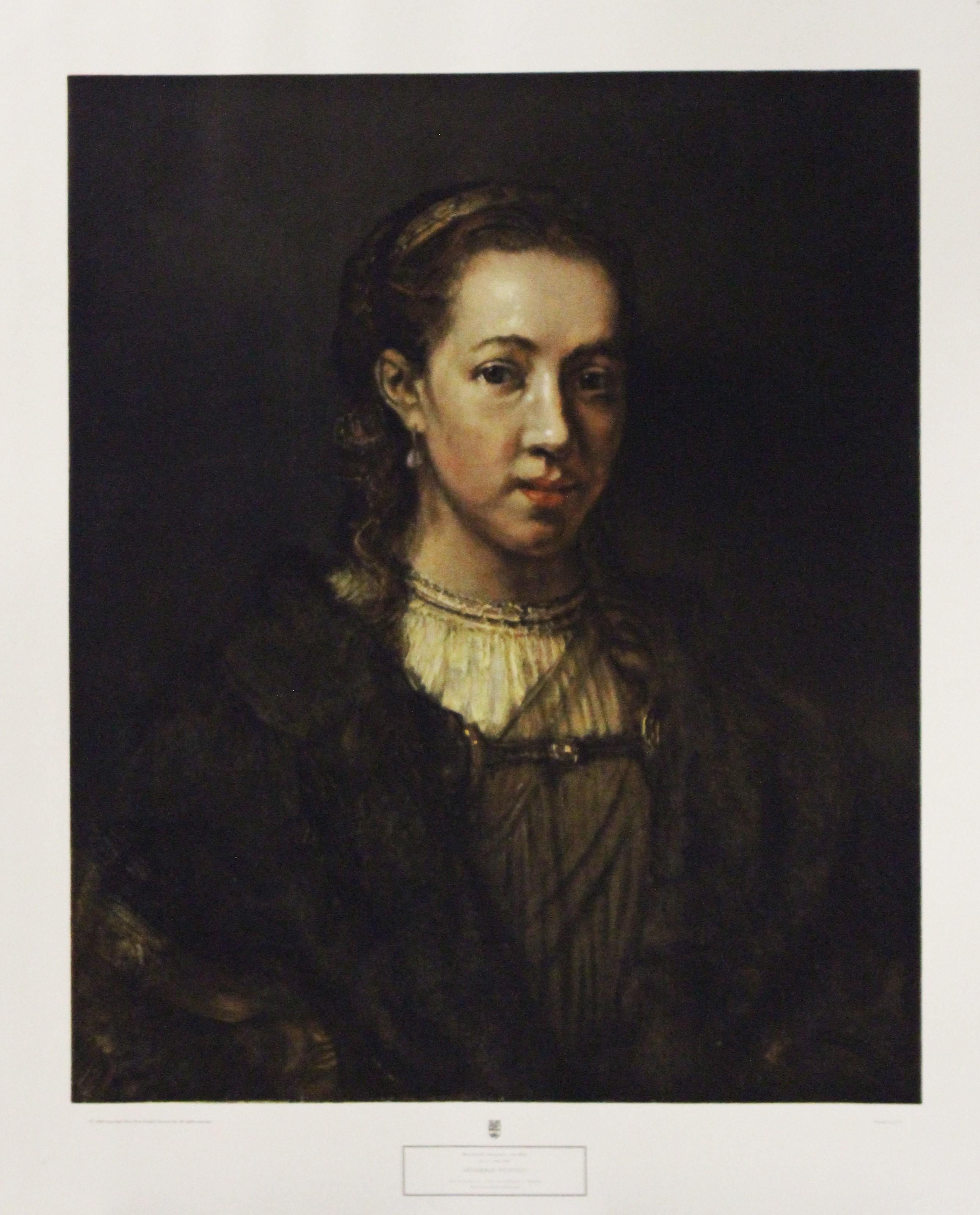 (After) Rembrandt van Rijn  Portrait Print - Hendrikje Stoffels-Poster. New York Graphic Society, Ltd. 