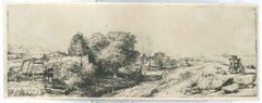 Antique Landscape With A Milkman - Engraving after Rembrandt -19th Century 