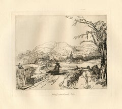 « Paysage avec un berger et un chien »