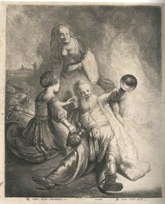 Lot and his Daughters - Original Etching After Rembrandt by J. J. van Vliet