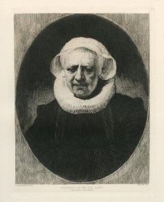 Antique "Portrait of an Old Lady" etching