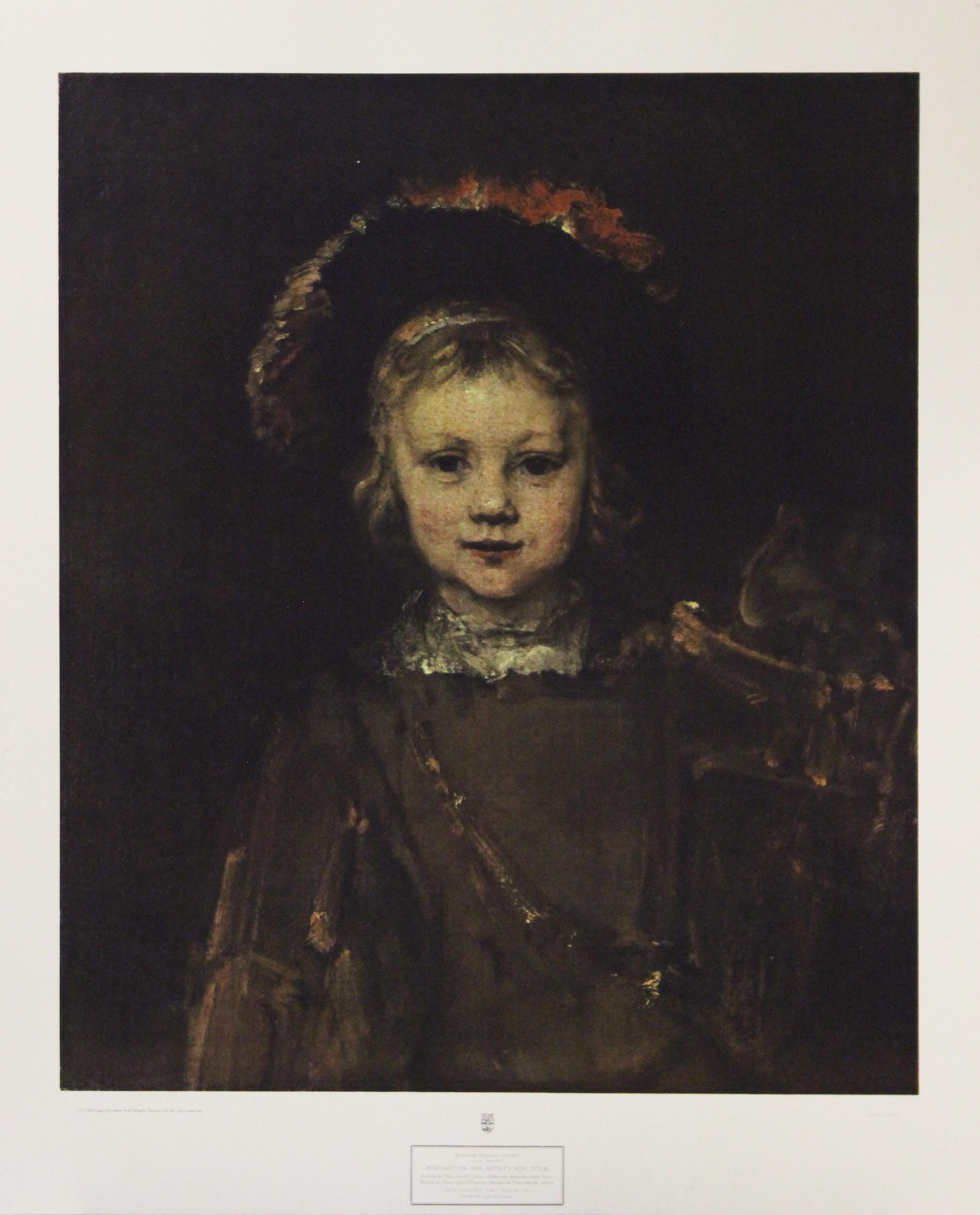 Portrait Print de (After) Rembrandt van Rijn  - Retrato del hijo del artista Titus-Poster. New York Graphic Society.