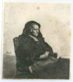 Rembrandt's Mother with Black Veil I - Engraving after Rembrandt-19th Century