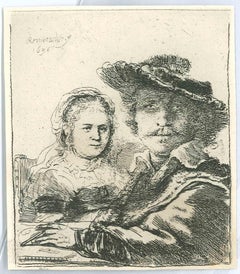 Self-Portrait with Saskia - Engraving after Rembrandt - 19th Century