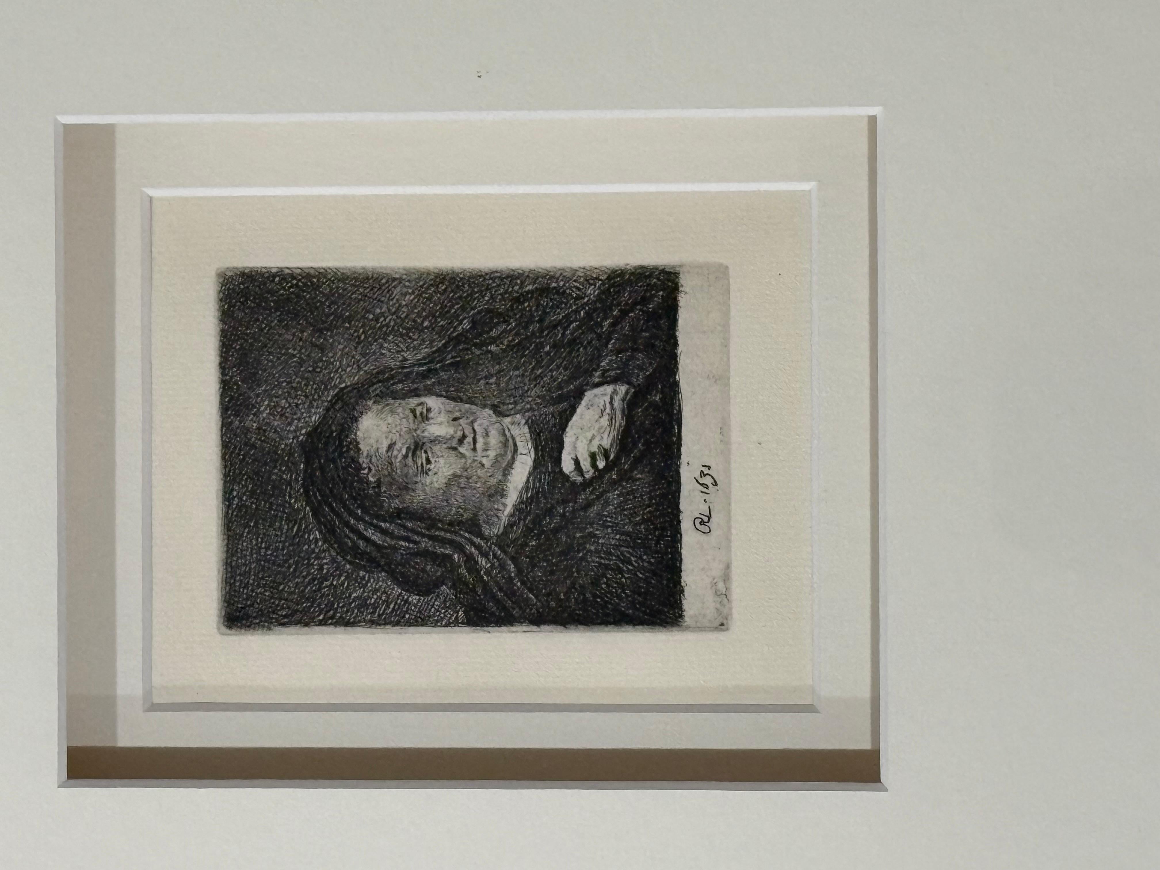 Rembrandt - Aguafuerte - Madre del artista con la mano en el pecho: Busto pequeño  . En buen estado medidas 22x21