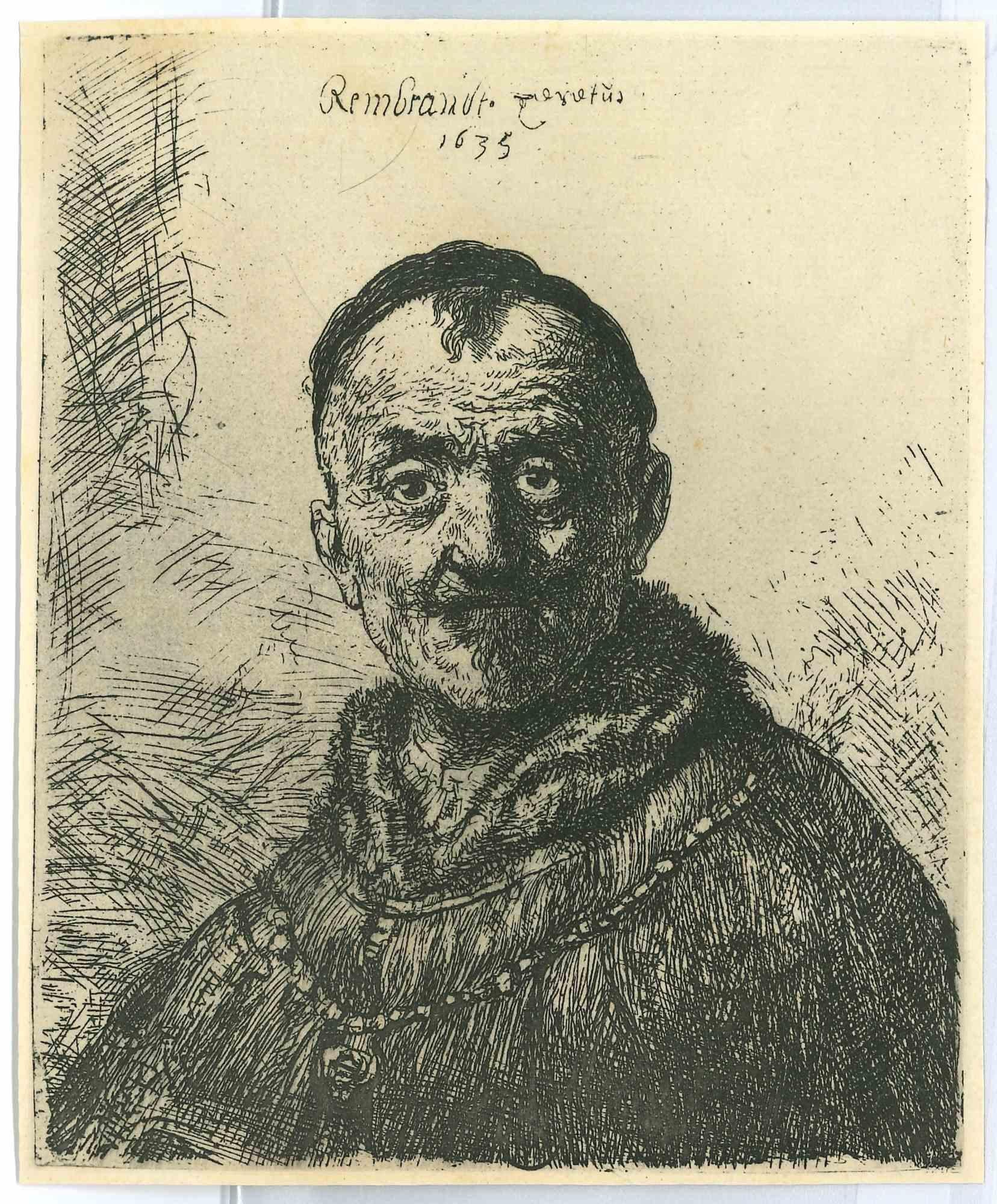 Charles Amand Durand Figurative Print - The First Oriental Head - Engraving after Rembrandt - 19th Century