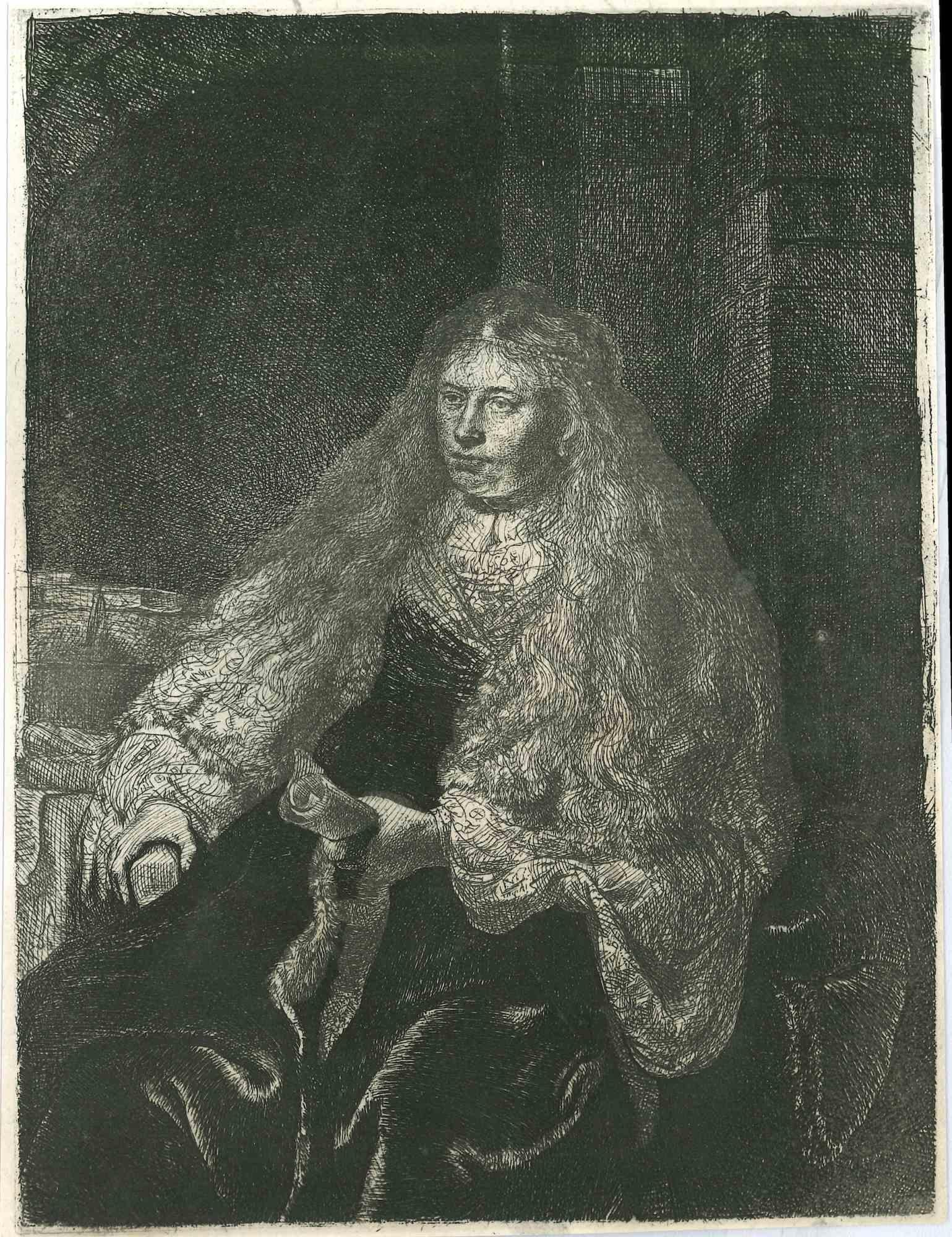 Figurative Print Charles Amand Durand - La grande mariée juive - eau-forte d'après Rembrandt - XIXe siècle 
