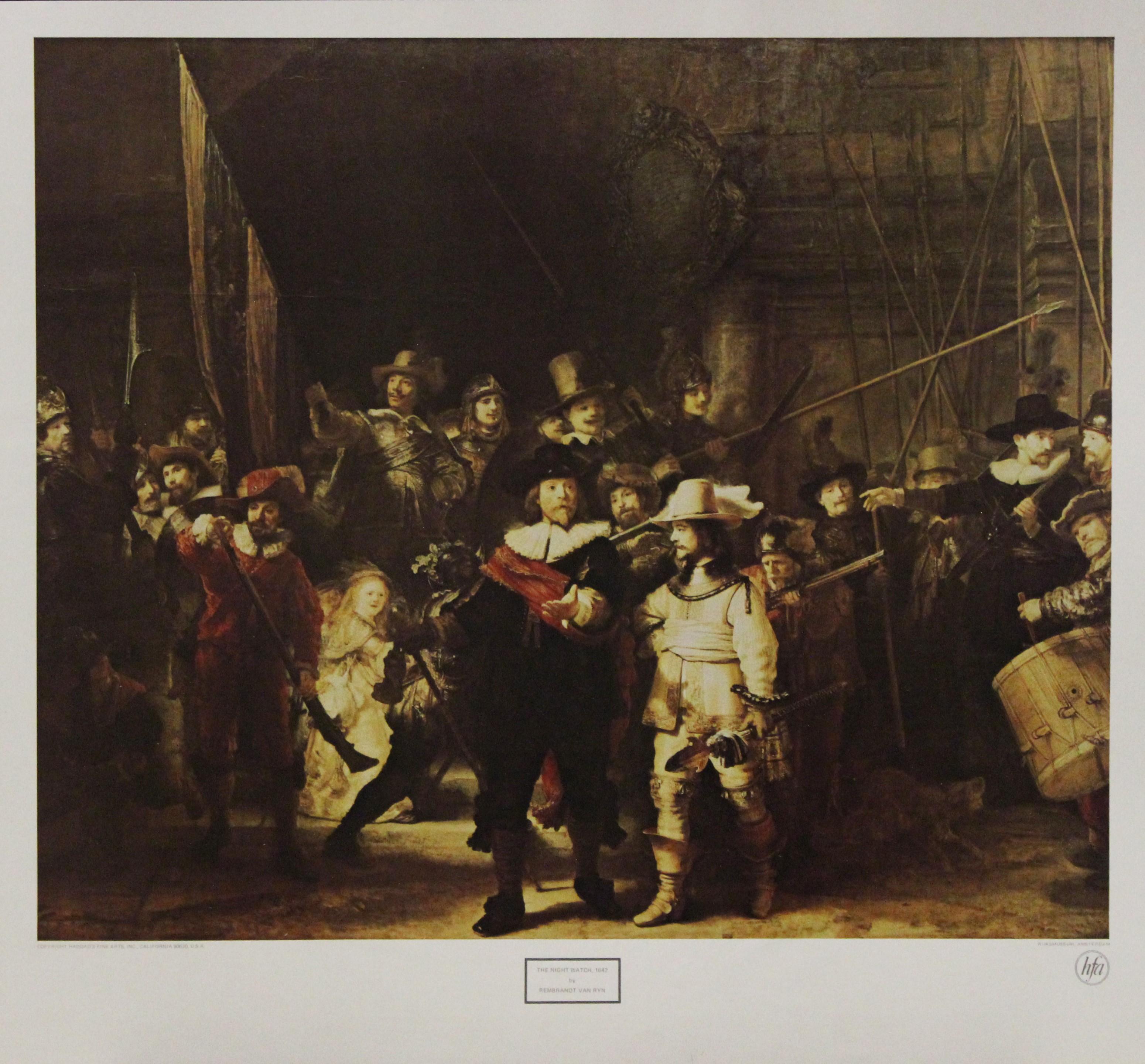 (After) Rembrandt van Rijn  Portrait Print - The Night Watch-Poster. Haddad's Fine Arts Inc. 