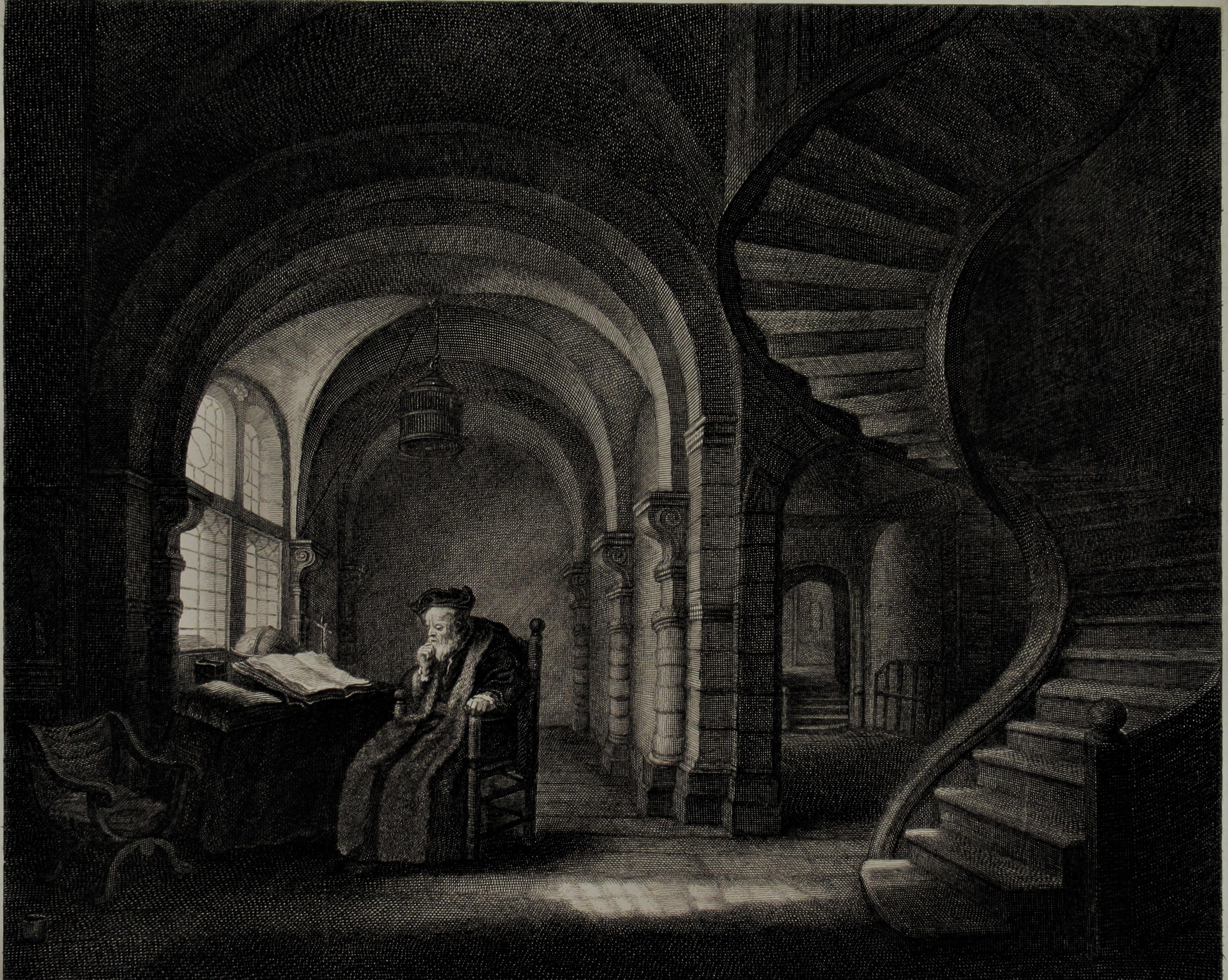 The Philosophe en Meditation - Print by (After) Rembrandt van Rijn 