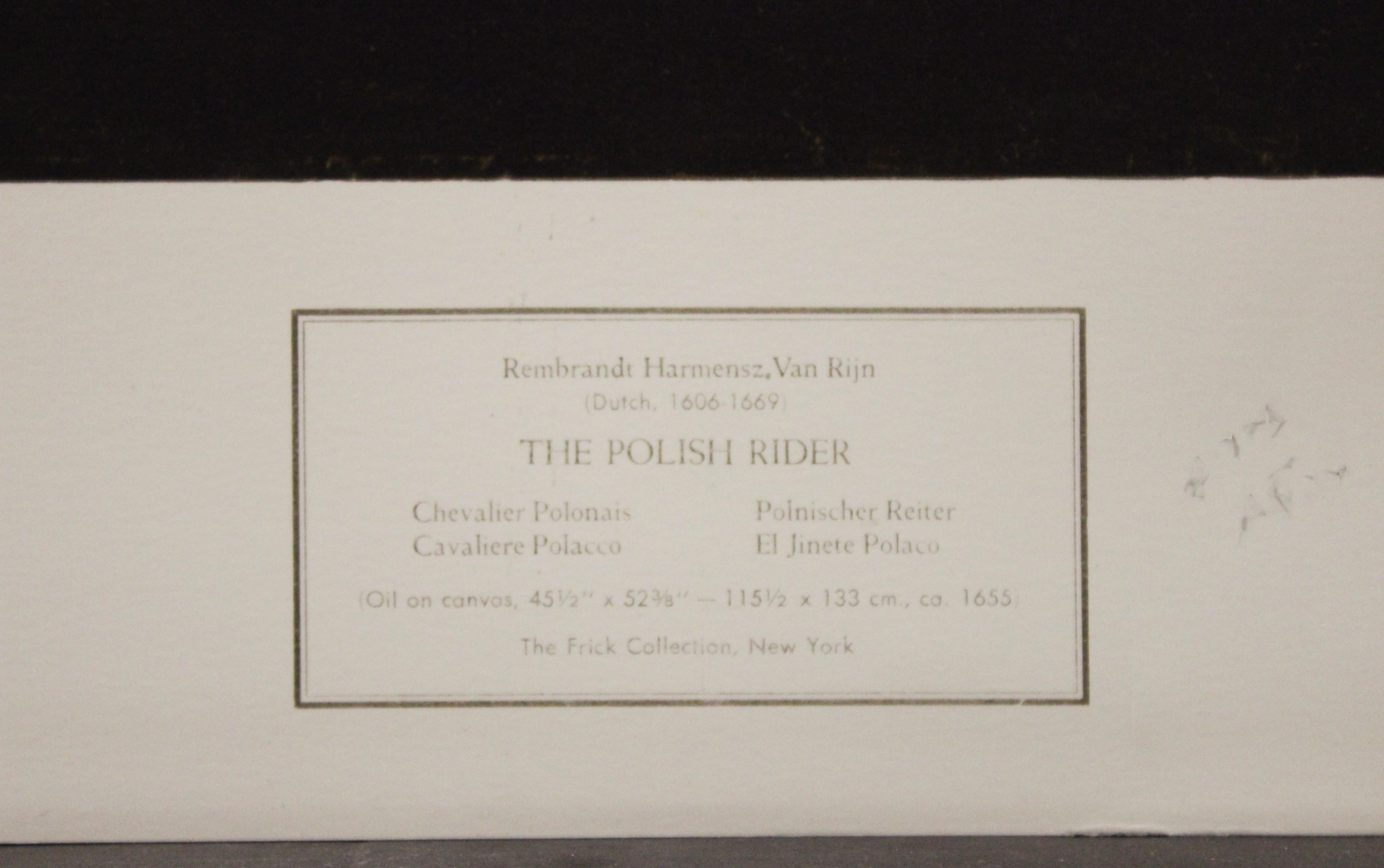 The Polish Rider-Poster. New York Graphic Society, Ltd. - Print by (After) Rembrandt van Rijn 