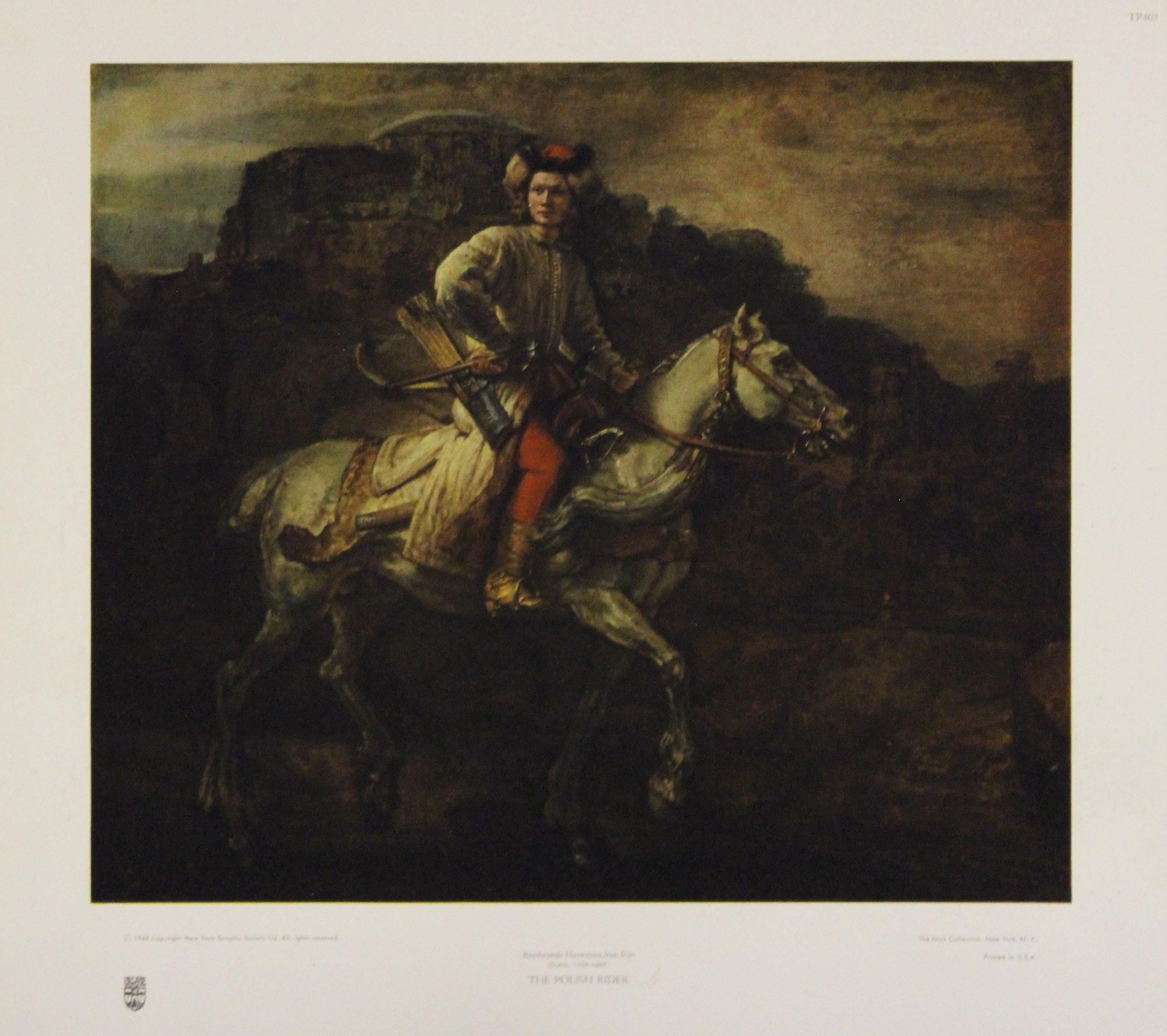 (After) Rembrandt van Rijn  Portrait Print - The Polish Rider-Poster. New York Graphic Society, Ltd.