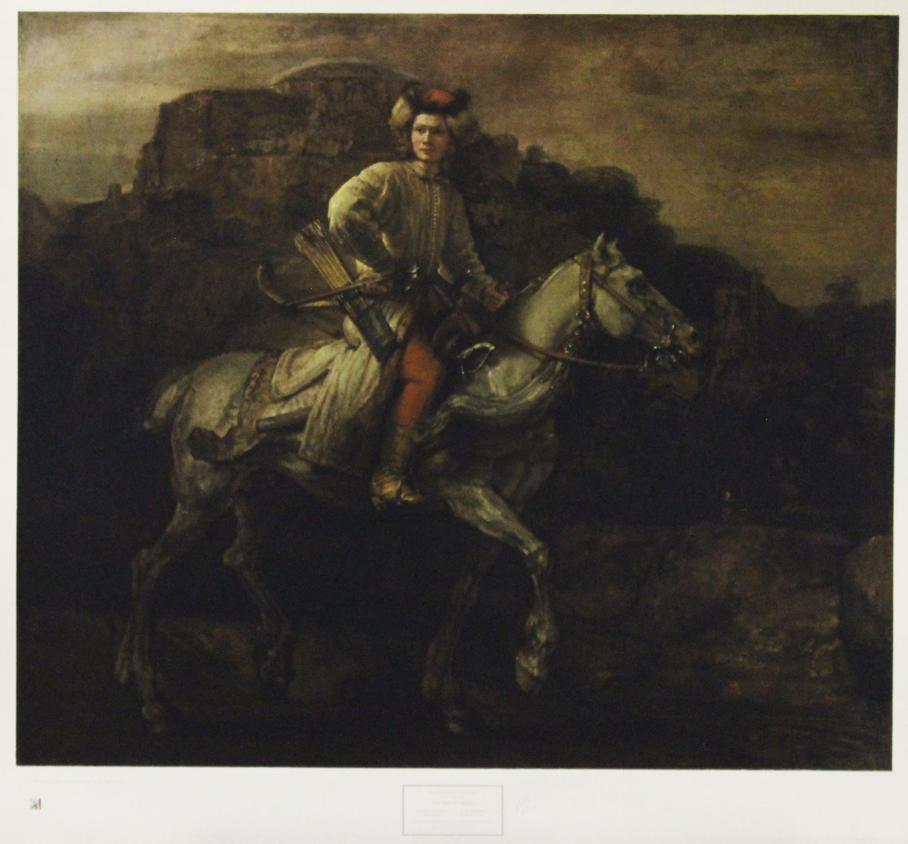 Portrait Print (After) Rembrandt van Rijn  - L'affiche d'équitation polonaise. New York Graphic Society (Société graphique de New York) 