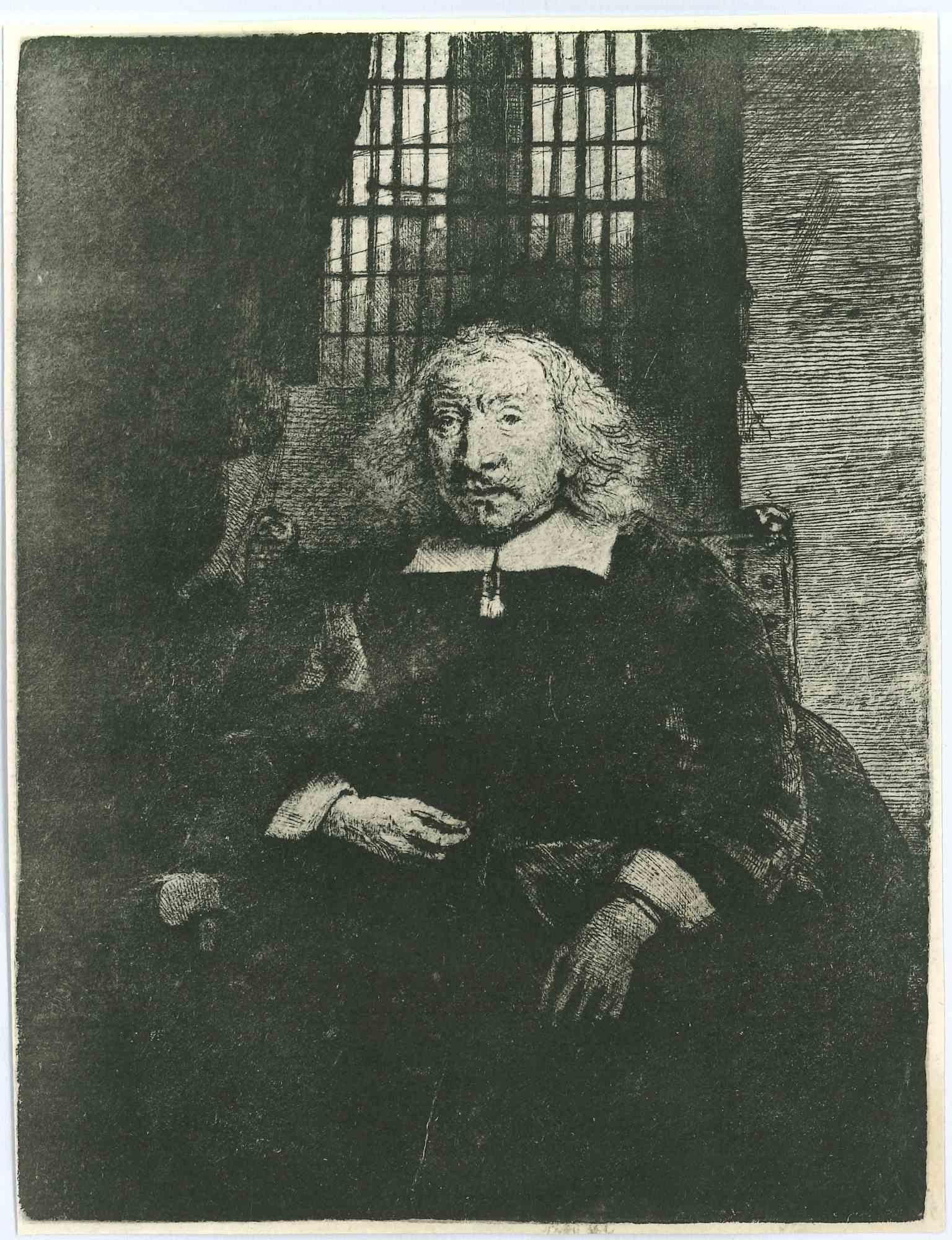 Portrait Print Charles Amand Durand - Gravure d'après Rembrandt, Thomas Jacobsz Haringh - 19e siècle