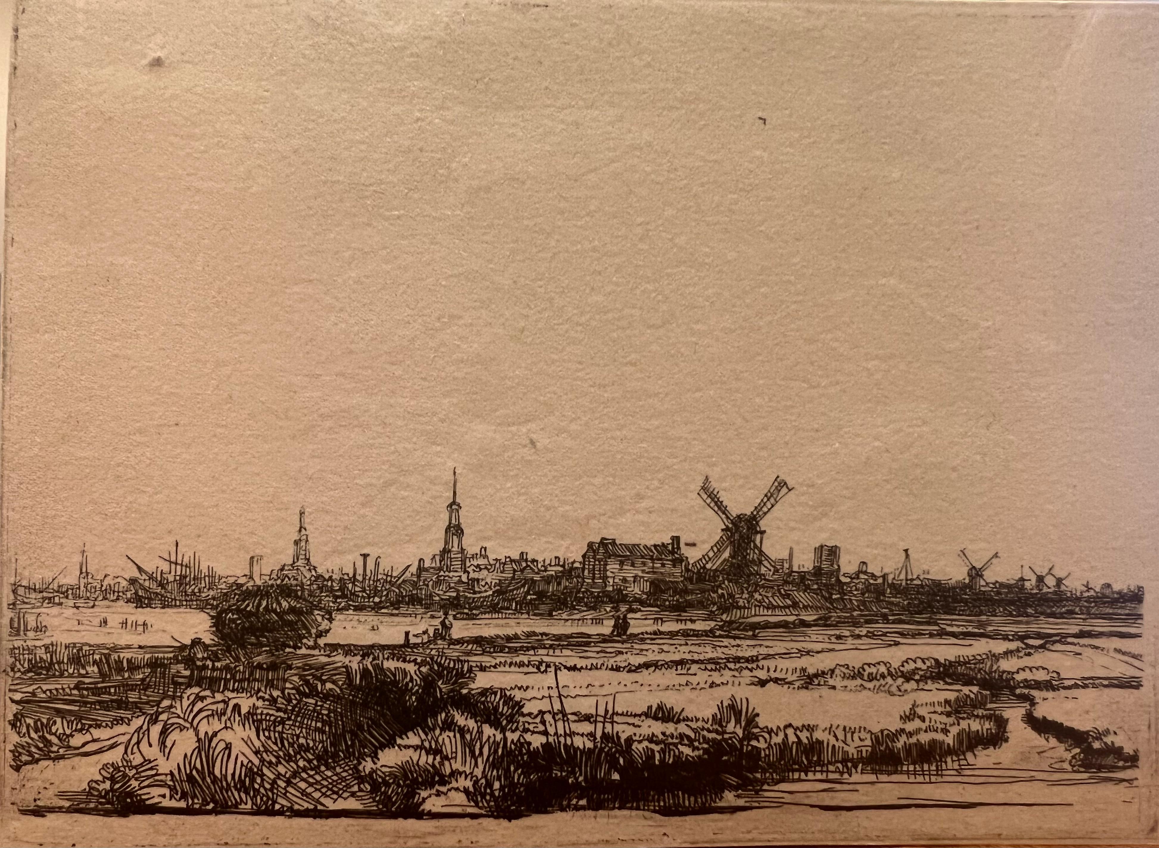 View of Amsterdam from the Kadjik - Print by (After) Rembrandt van Rijn 