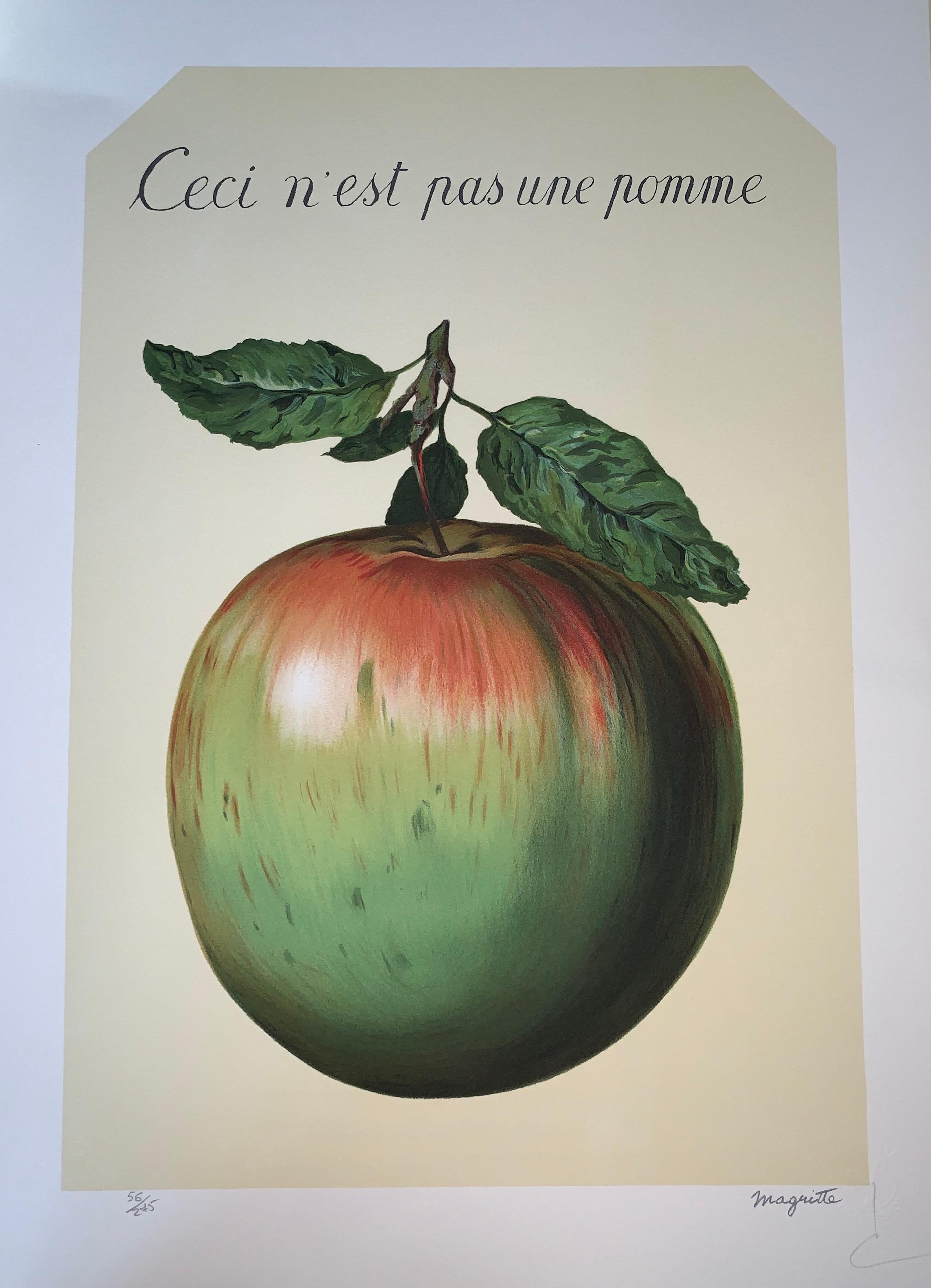 Ceci n'est pas une Pomme - 20th Century, Surrealist, Lithograph, Figurative Prin - Print by (after) René Magritte